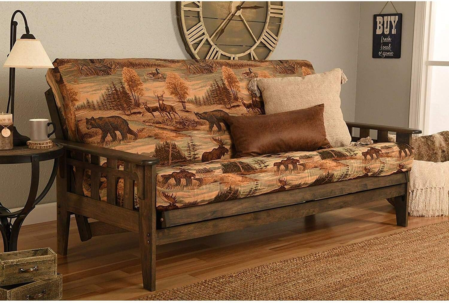 Kodiak Furniture Tucson Wood Futon Frame in Rustic Walnut Brown