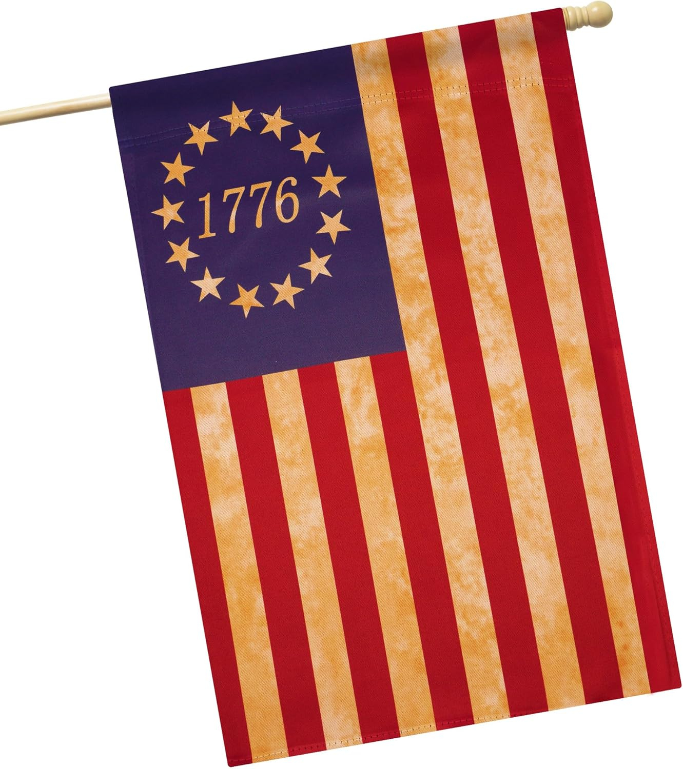 G128 Betsy Ross 1776 Tea Stained House Flag Printed 28x40IN Double Sided Blockout Fabric