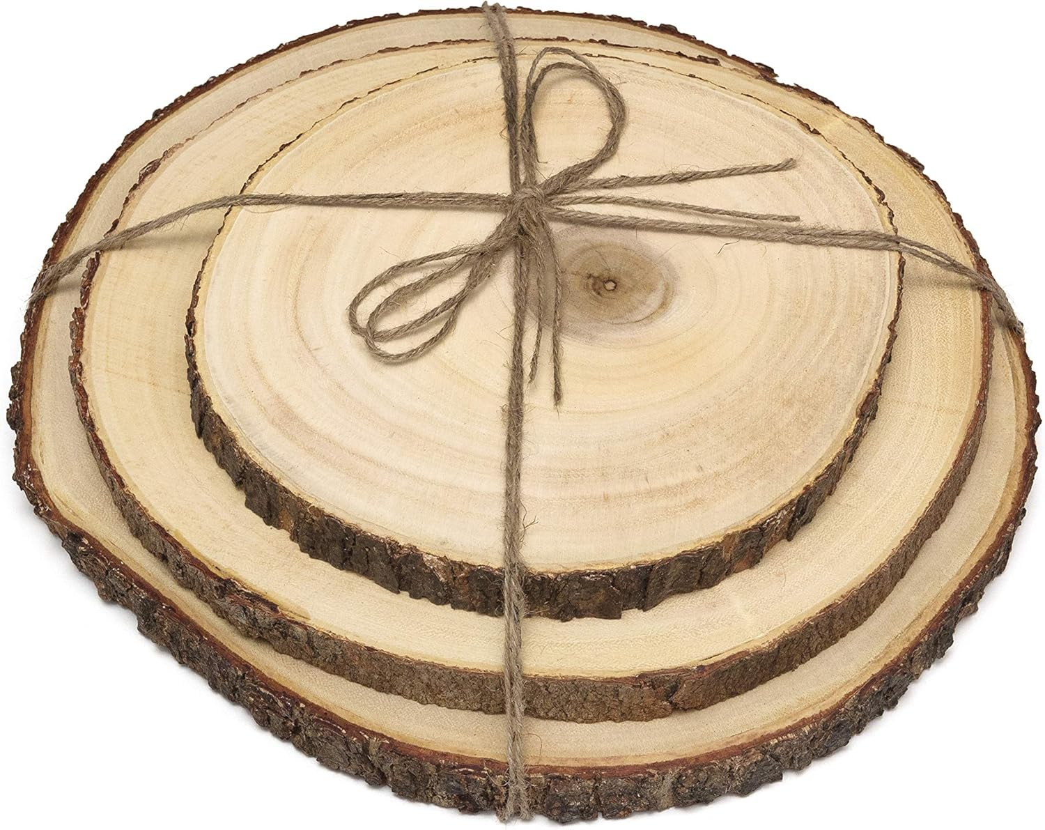 Rustic Acacia Wood Slab Serving Board Set with Live Edge Bark