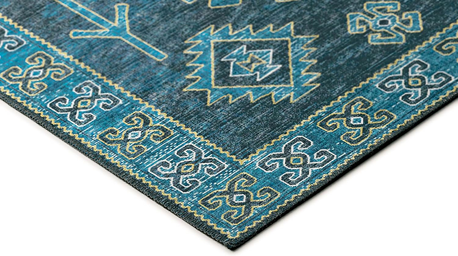 Bravado Indoor/Outdoor Blue Southwest 3' x 5' Non-Skid Area Rug
