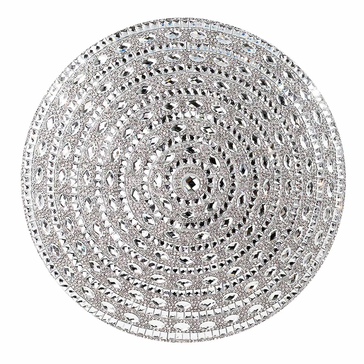 Sparkles Home Gatsby Round Pillow, Glass Rhinestones with Matching Velvet Silver