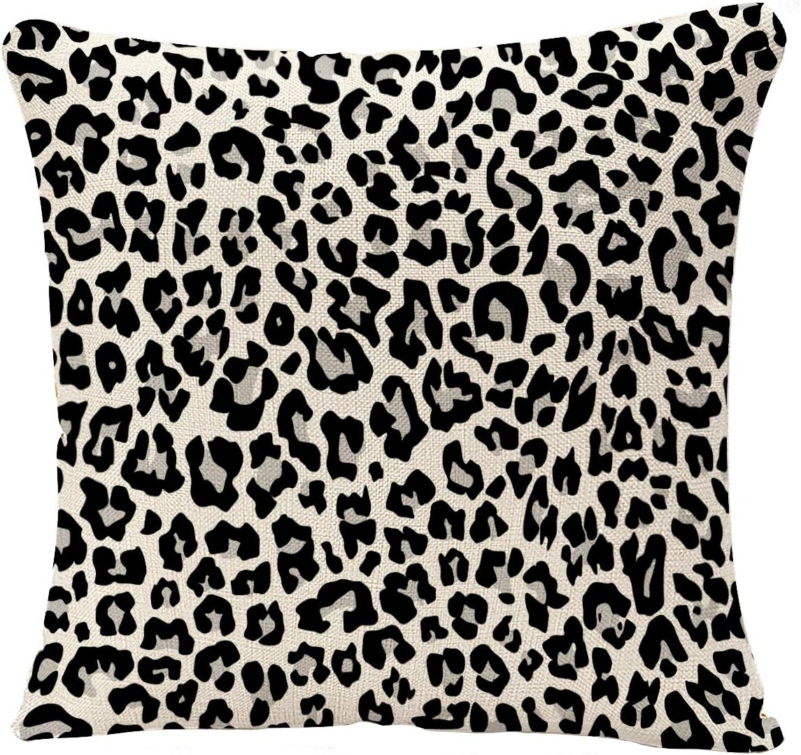 ARISTURING  Throw Pillow Case Black Cheetah Snow Leopard Jaguar White Black Spot Pillow Cushion Cover Square Pillowcase Decorative Pillow Cover Home Decor