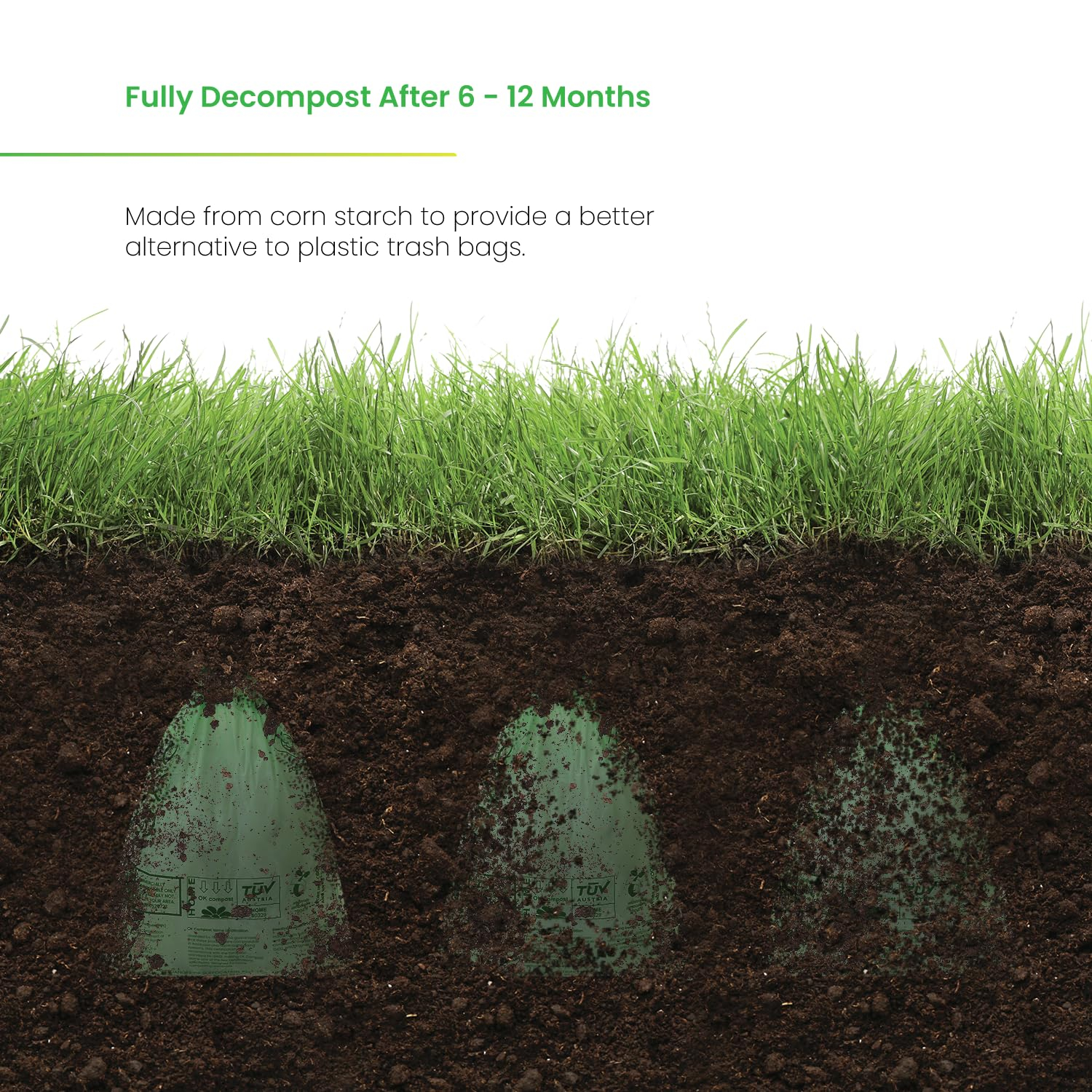 2.6 Gal. Compostable Kitchen Trash Bags 100-Count with Drawstring Handle