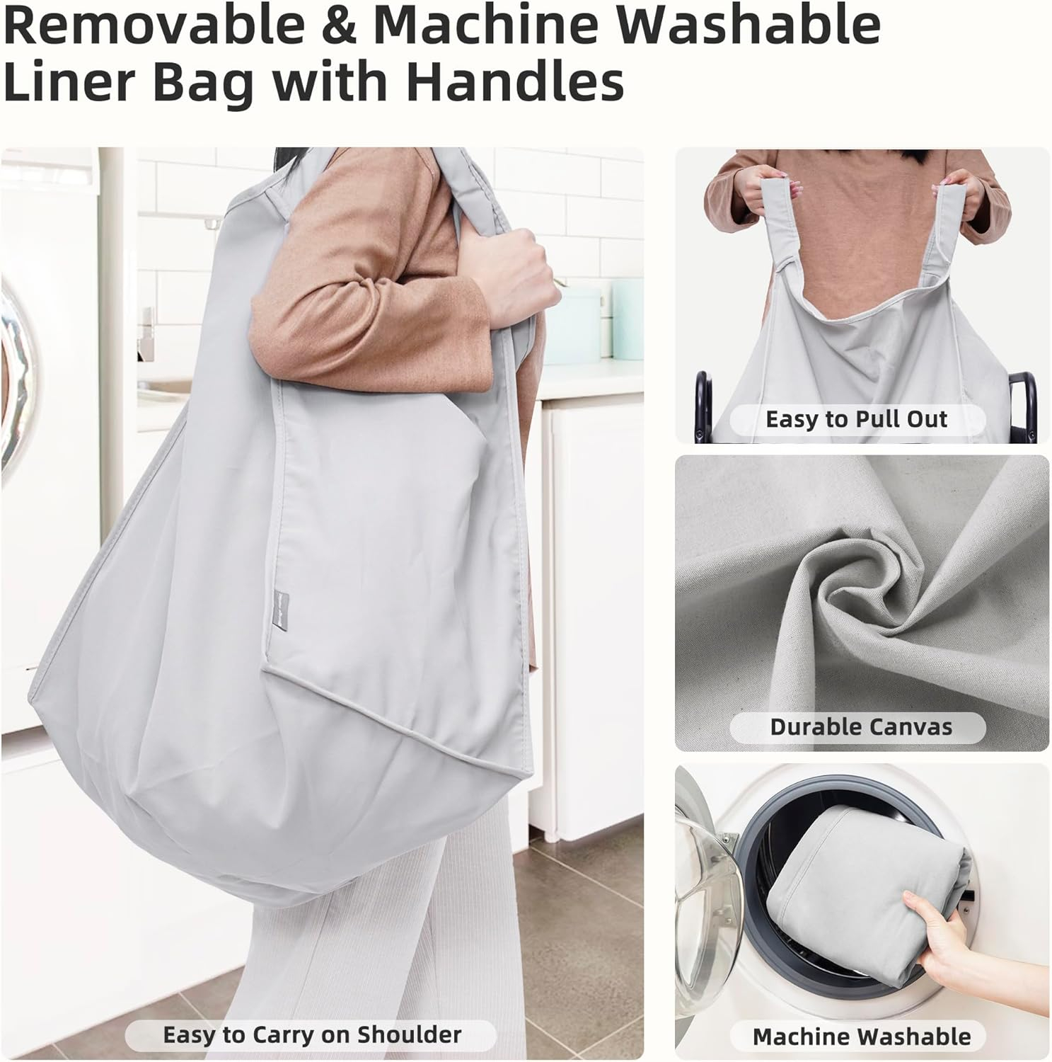 STORAGE MANIAC Rolling Laundry Hamper with Wheels 2-Section Laundry Sorter Rolling Laundrys Basket on Wheels with Removable Bag Clothes Hamper Laundrys Organizer Cart Bathroom Bedroom 100L Grey
