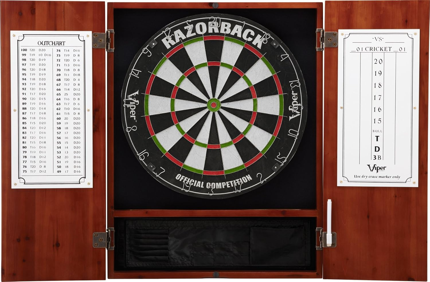 Viper Metropolitan Bristle Dartboard and Cabinet Set with Darts