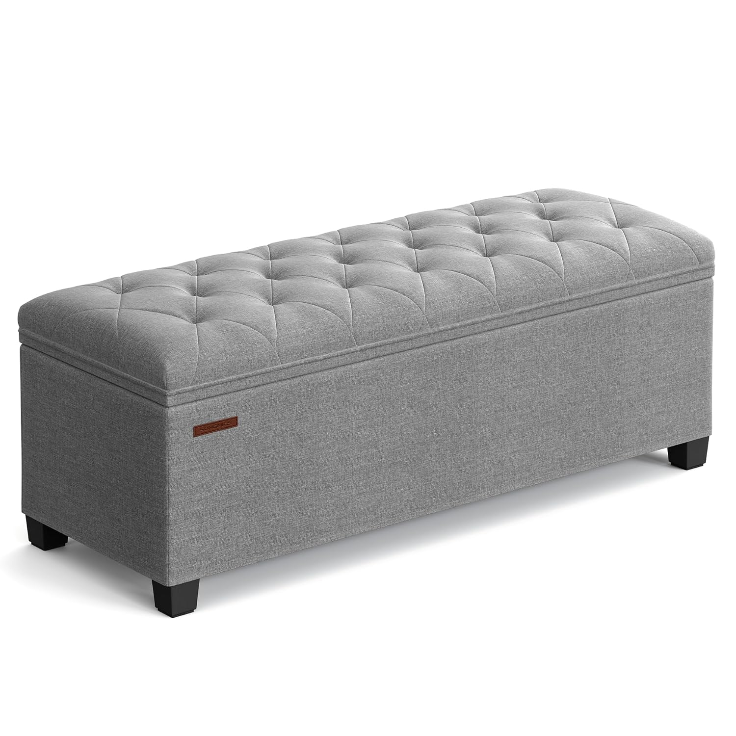wangc123 Storage Ottoman Bench, Foldable Foot Rest with Legs, 15.7 x 43 x 15.7 Inches, End of Bed Bench, Storage Chest, Load up to 660 lb, for Living Room, Bedroom, Entryway, Light Gray ULSF088G02