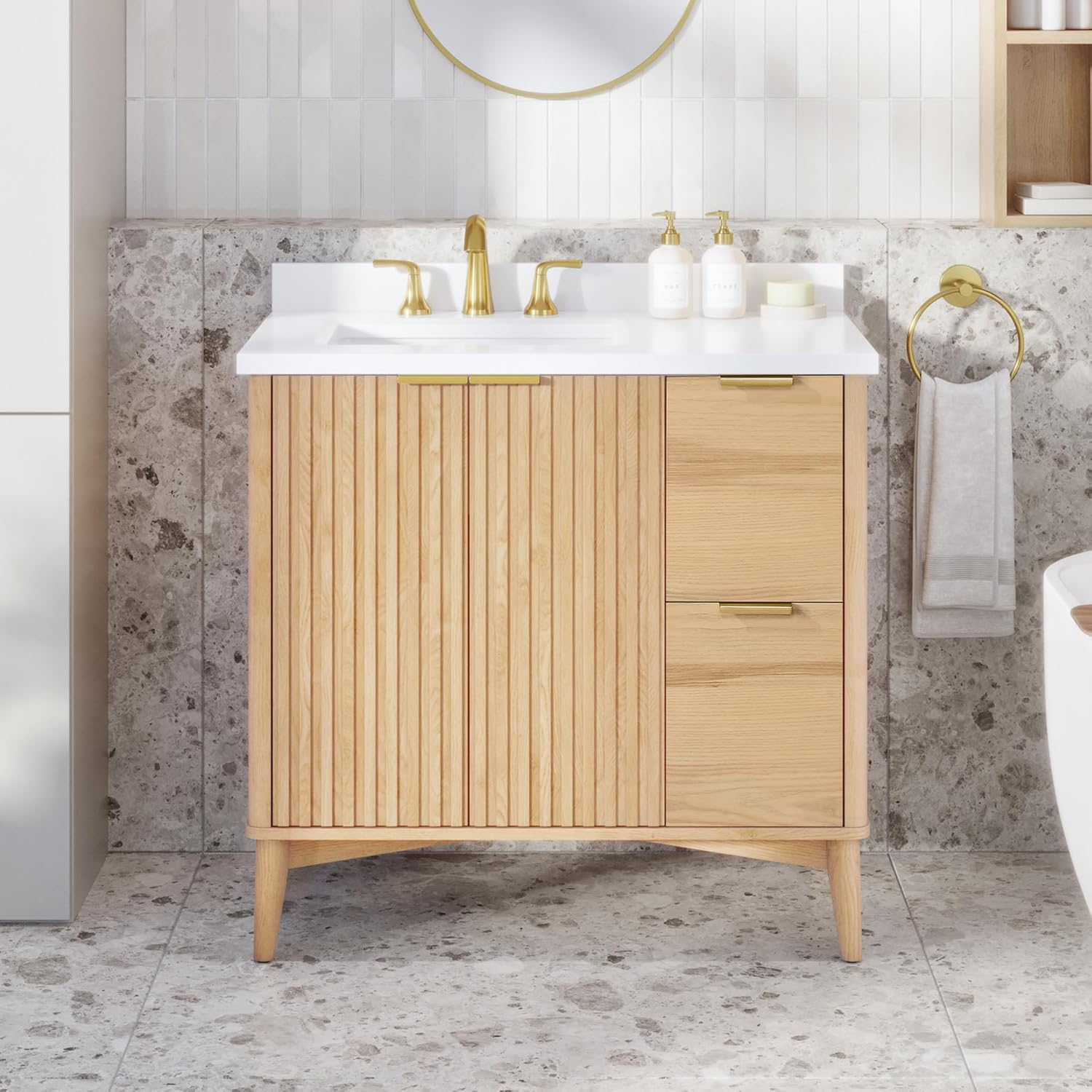 Miseno Mv-Berk36-15Vva Indy 36" Free Standing Single Basin Vanity Set - Onyx Black / White