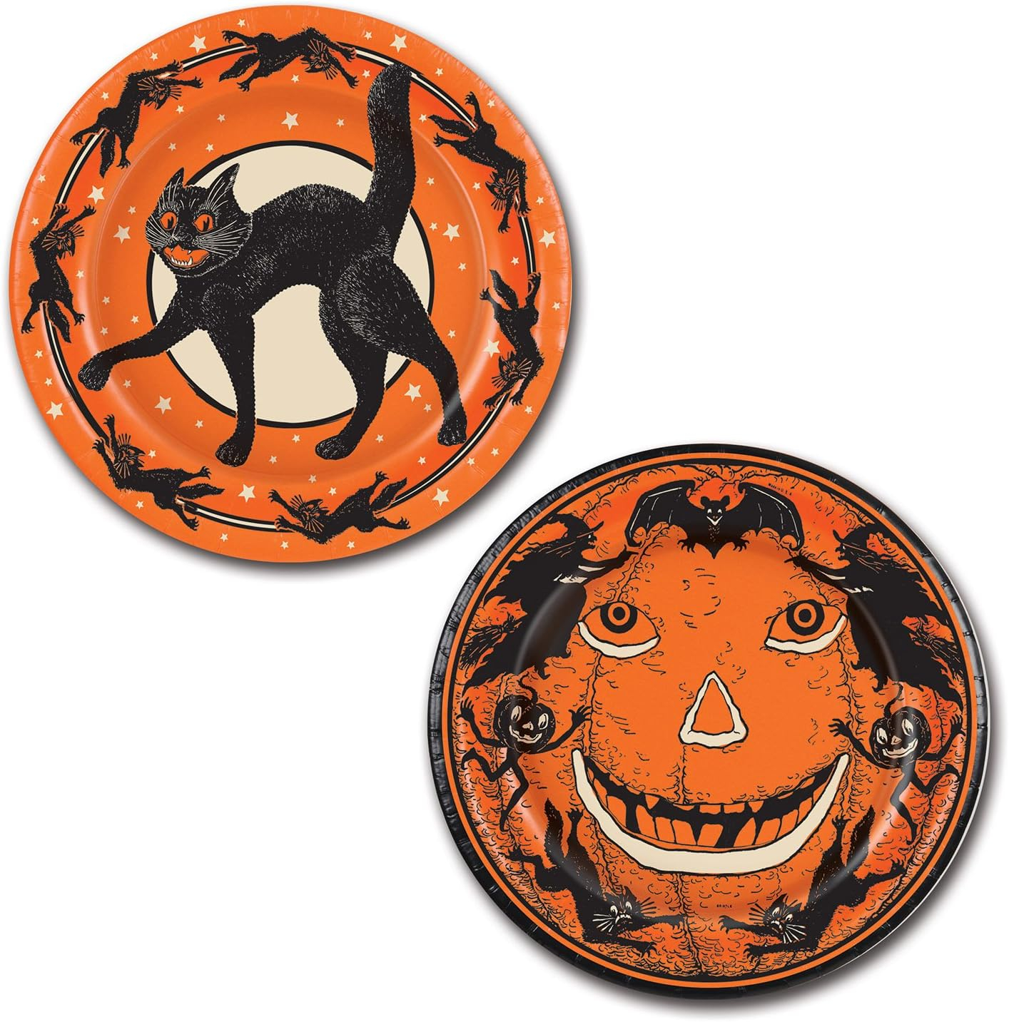 Beistle 9" Vintage Halloween Plate; Orange/Black 16/Pack 08002