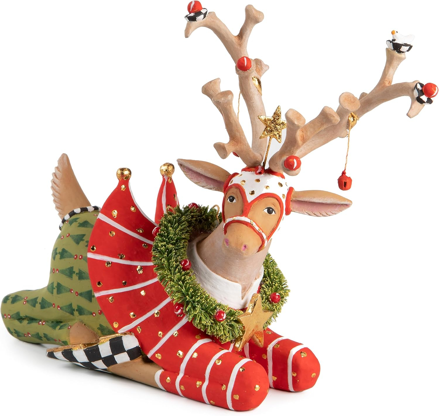 MACKENZIE-CHILDS Patience Brewster Dash Away Sitting Prancer Reindeer Figure