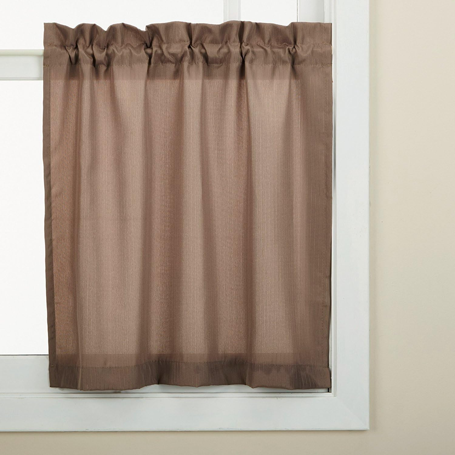 Sweet Home Collection Kitchen Window Tier, Swag, or Valance Curtain Treatment in Stylish and Unique Patterns and Designs for All Home Décor, 24", Ribcord Taupe