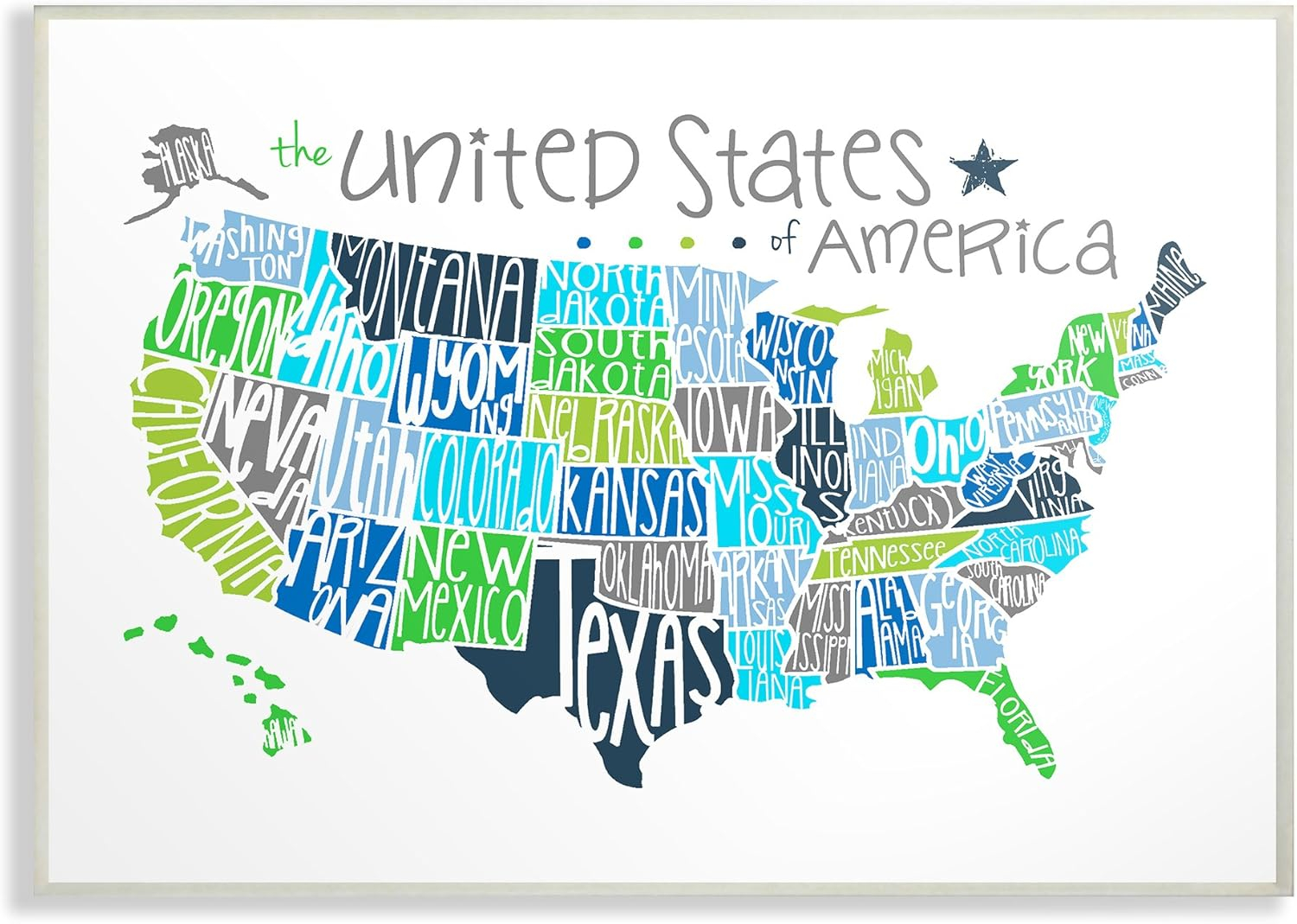 The Stupell Home Decor Collection The Kids Room by Stupell United States Map Colored Typography Wall Art