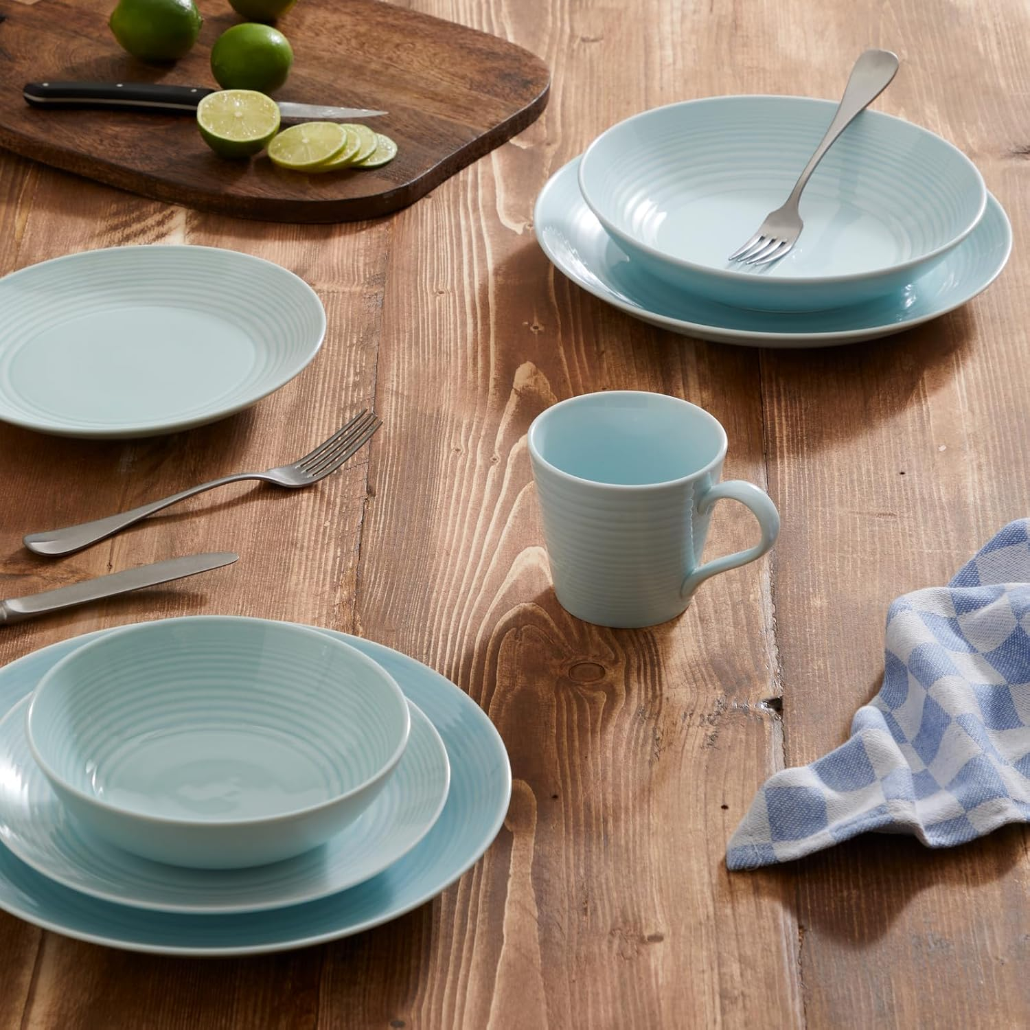 Gordon Ramsay Maze Plate 22cm 8.7in Blue, Set of 4