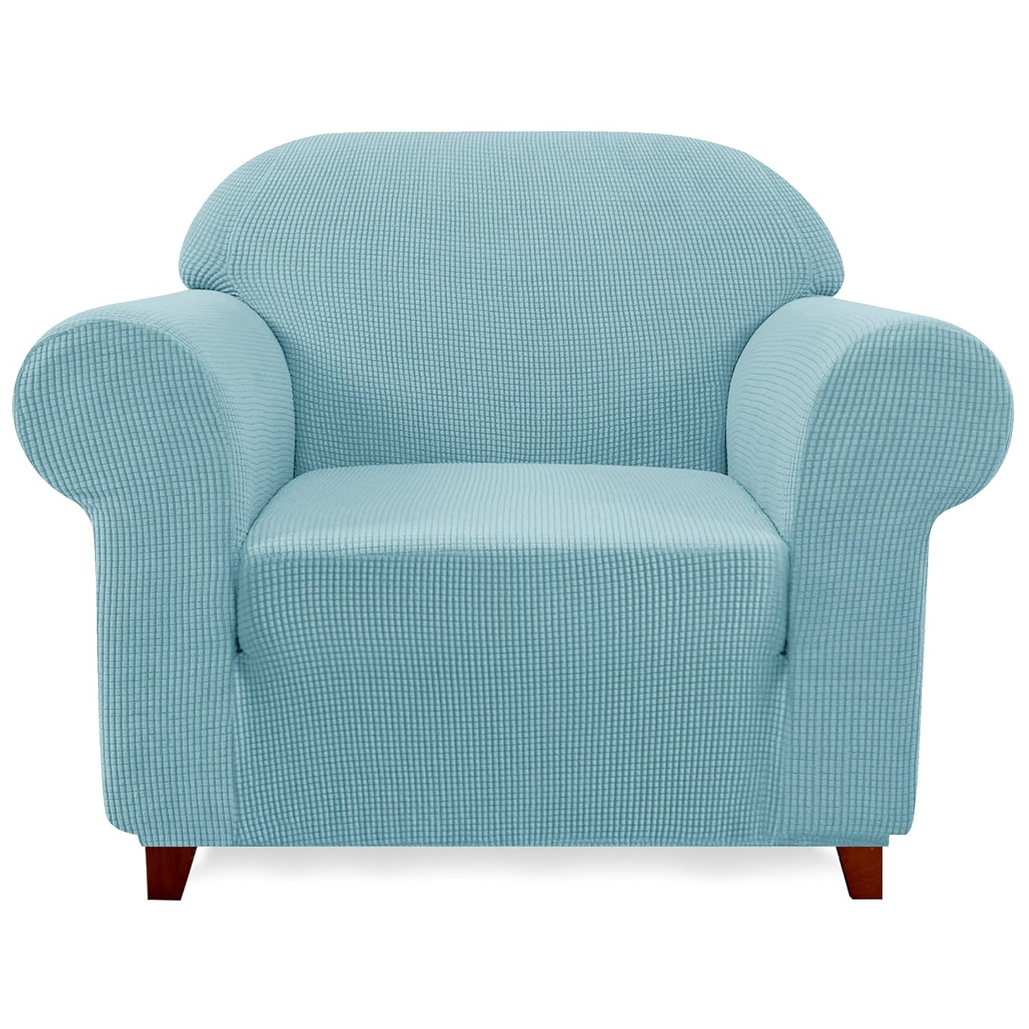 Subrtex Stretch 1-Piece Textured Grid Armchair Slipcover, Steel Blue