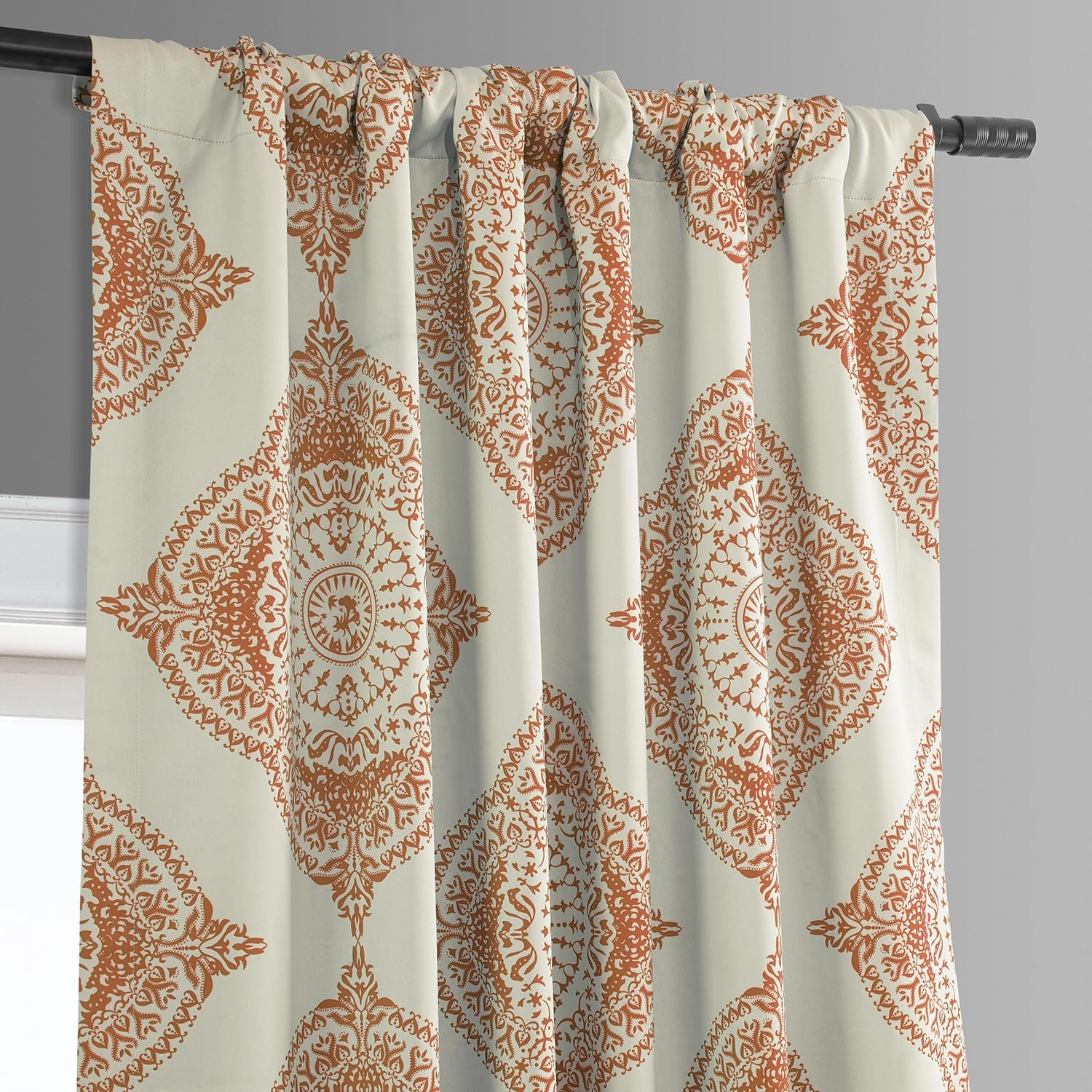 HPD Half Price Drapes Geometric Printed Rod Pocket Room Darkening Curtains for Living Room & Bedroom 50W X 63L, (1 Panel), Henna