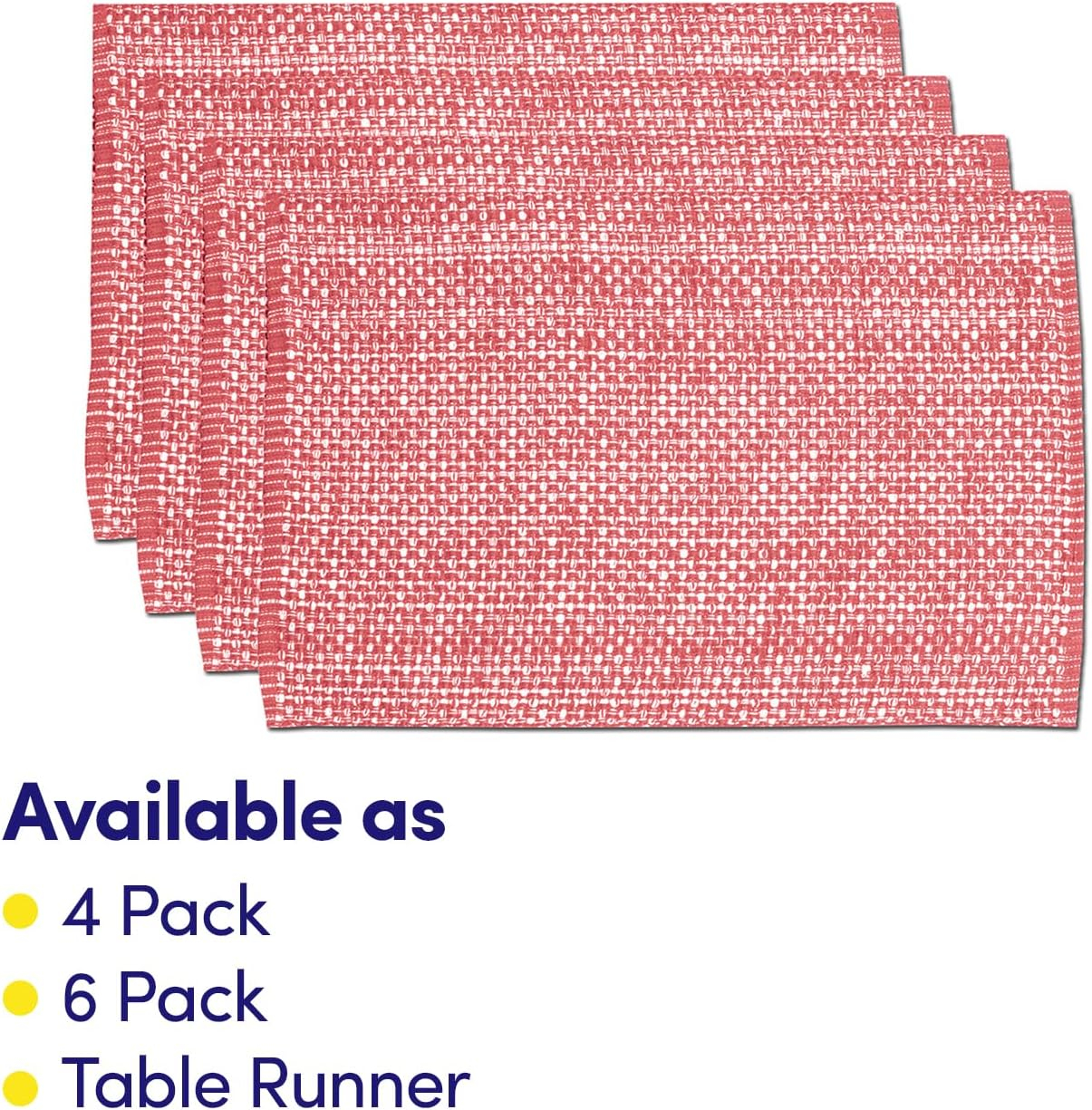 Sweet Home Collection 100% Cotton Placemats for Dining Room Rectangle Two Tone Woven Fabric 13" x 19" Soft Durable Table Mat Set, Set of 4, Pink
