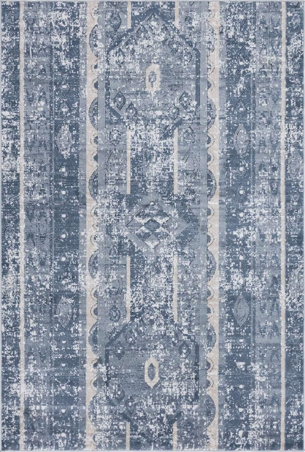 Unique Loom Portland Collection Area Rug - Depoe (6' 1" x 9' Rectangle Blue/Beige)