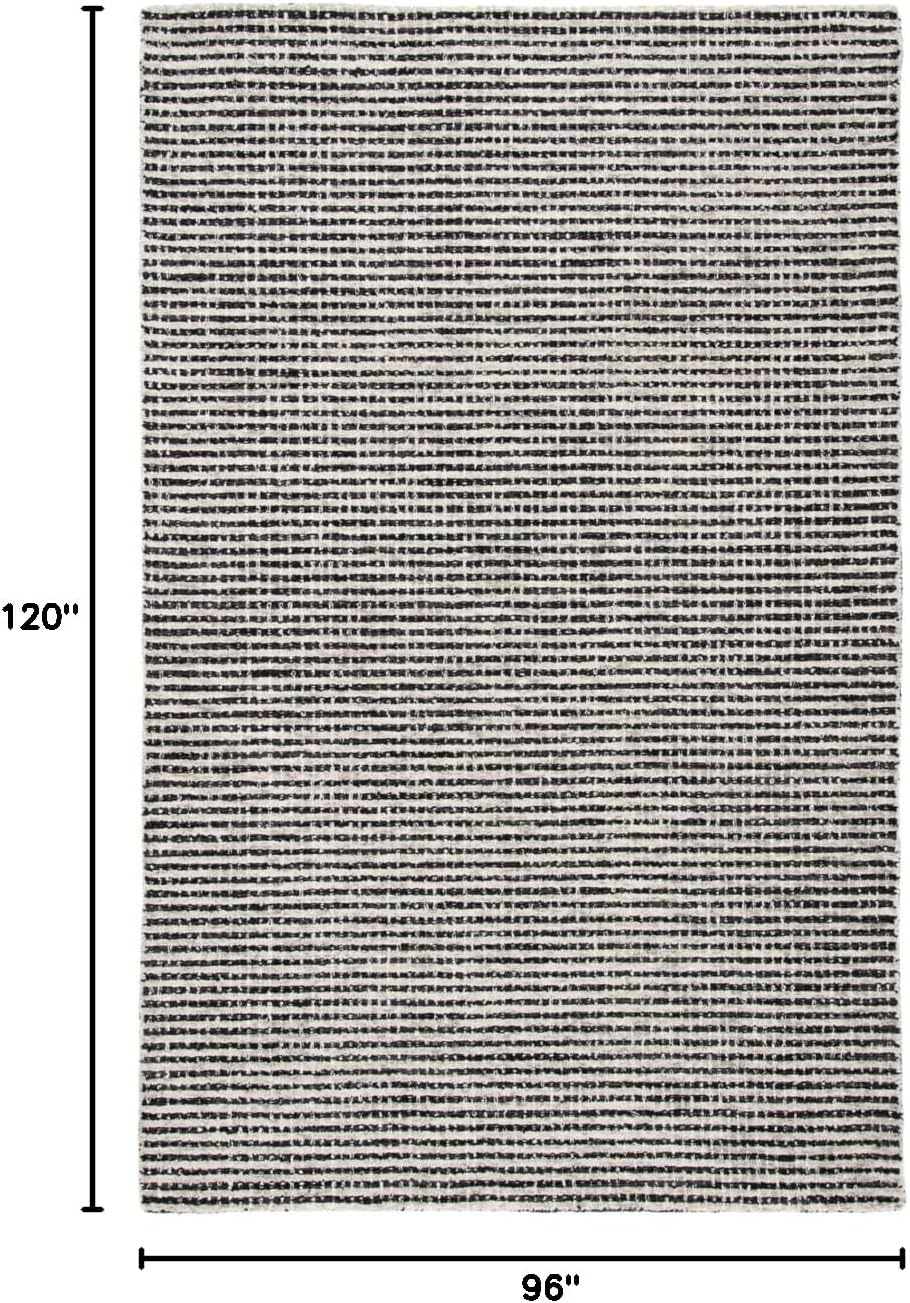 Ivory Abstract Tufted Wool 8' x 10' Handmade Area Rug