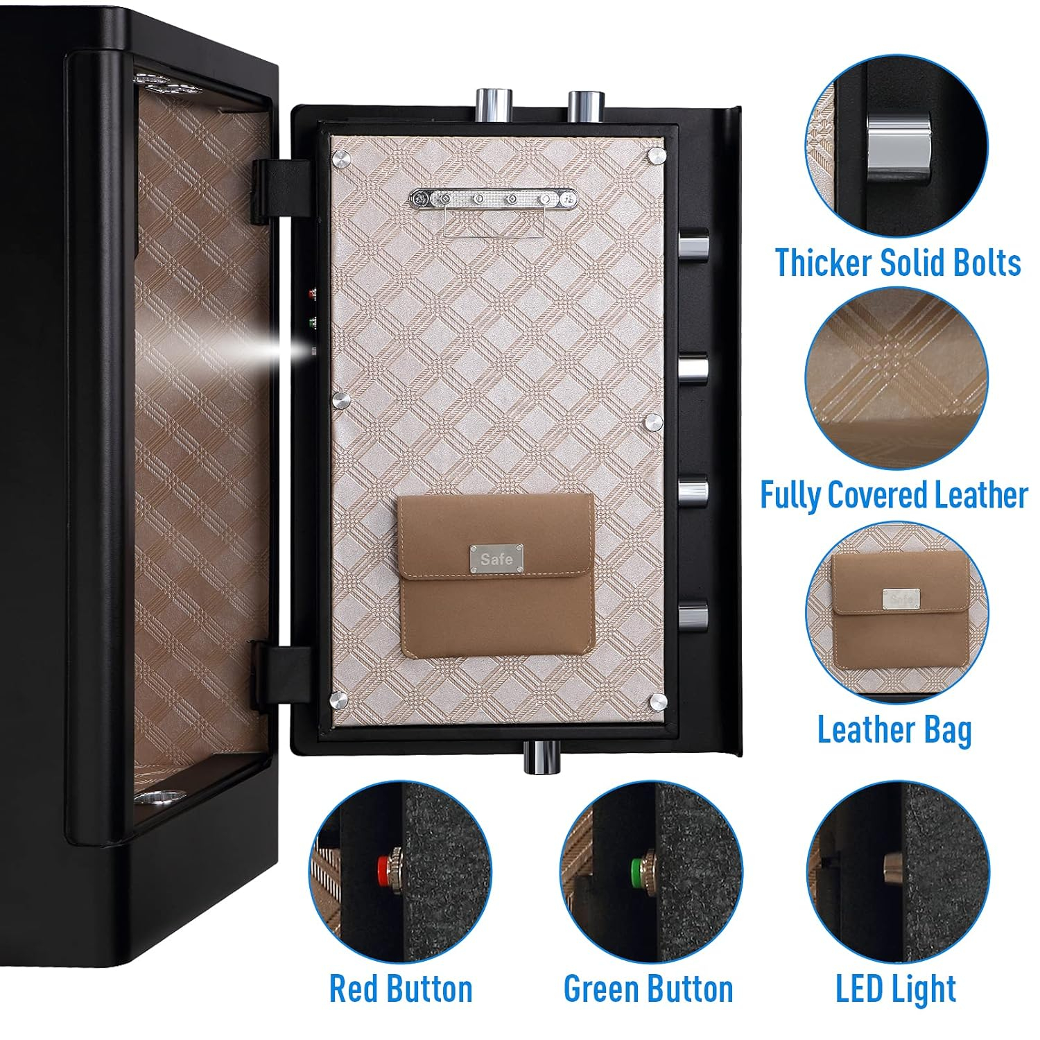 Tenamic Deluxe Biometric Fingerprint Safe Box Smart Touch Screen Fireproof Safe for Home Office Hotel 3.83 Cubic