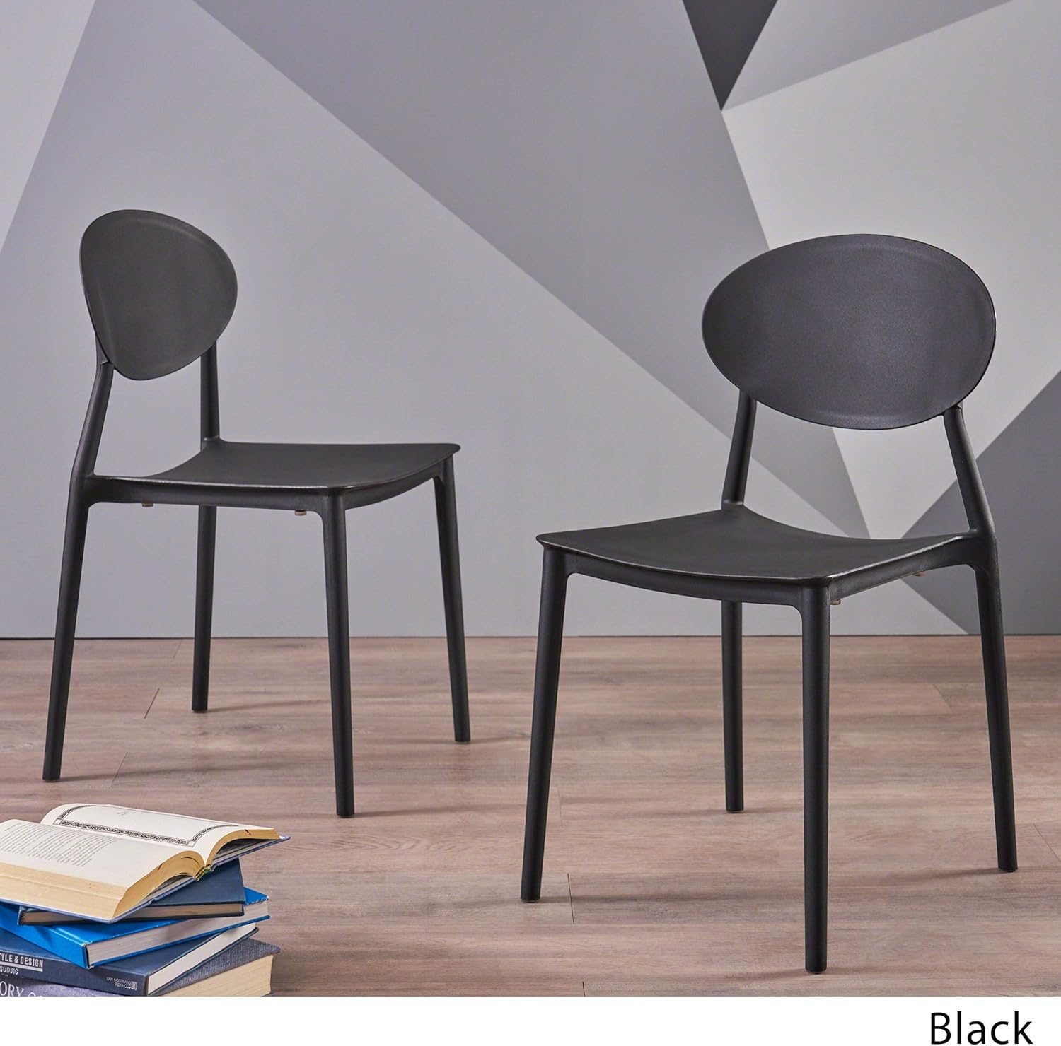 Ali Set of 2 Black Plastic Indoor Chairs