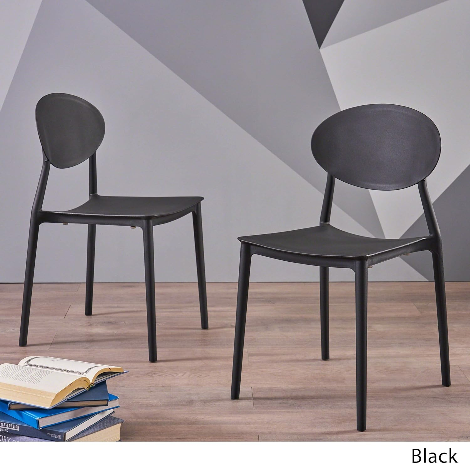 Ali Set of 2 Black Plastic Indoor Chairs