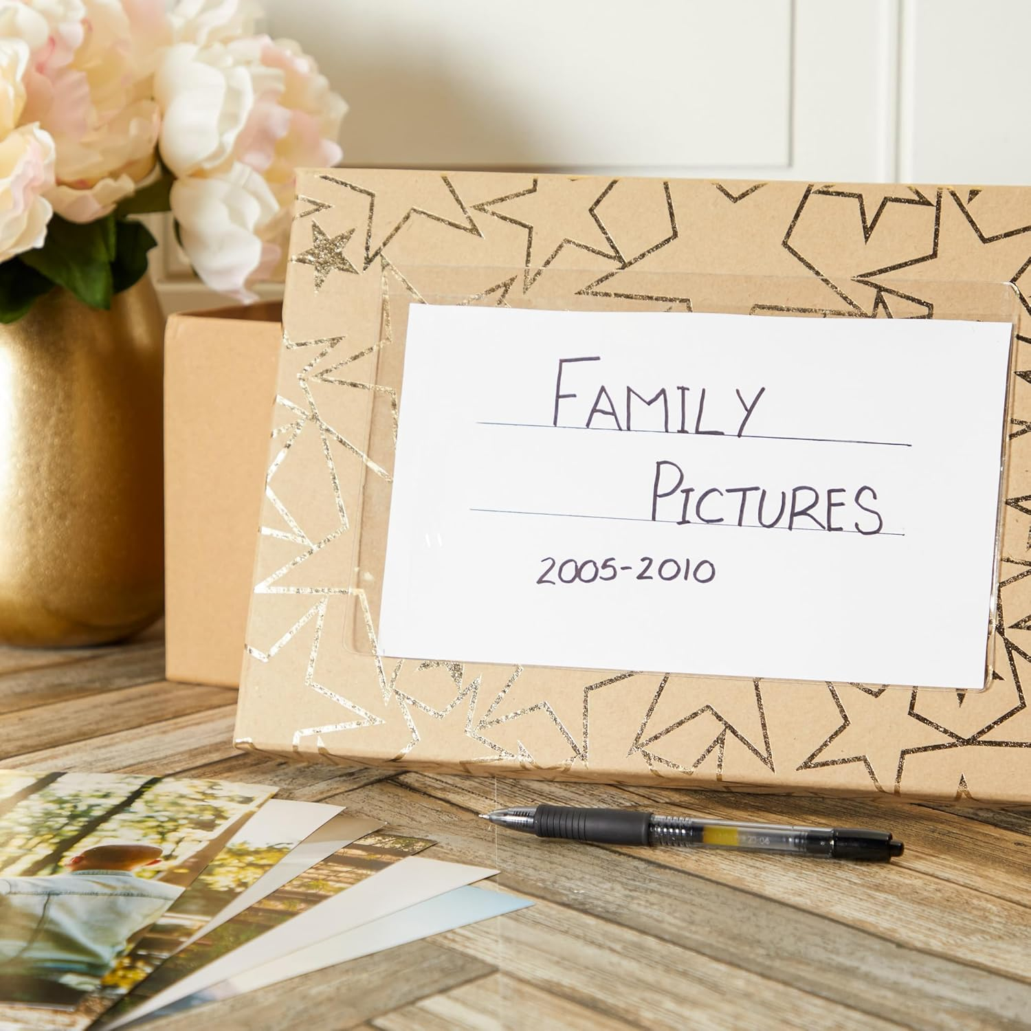 50-Pack Clear Adhesive Pockets Sleeves 5x8 for Index Card and Planners, Bulk Top Load Plastic Label Holder Protector for Photos, Note Cards, Office Supplies, Small Business