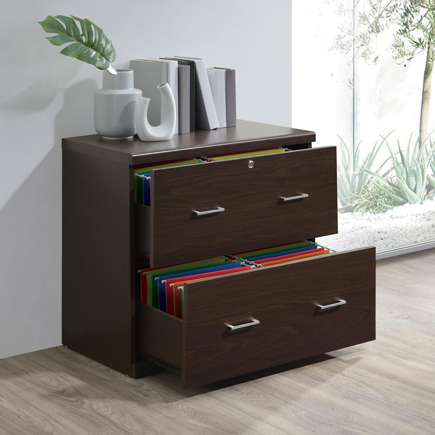 Alpine 2-Drawer Engineered Wood Lateral File with Lockdowel in Espresso Finish