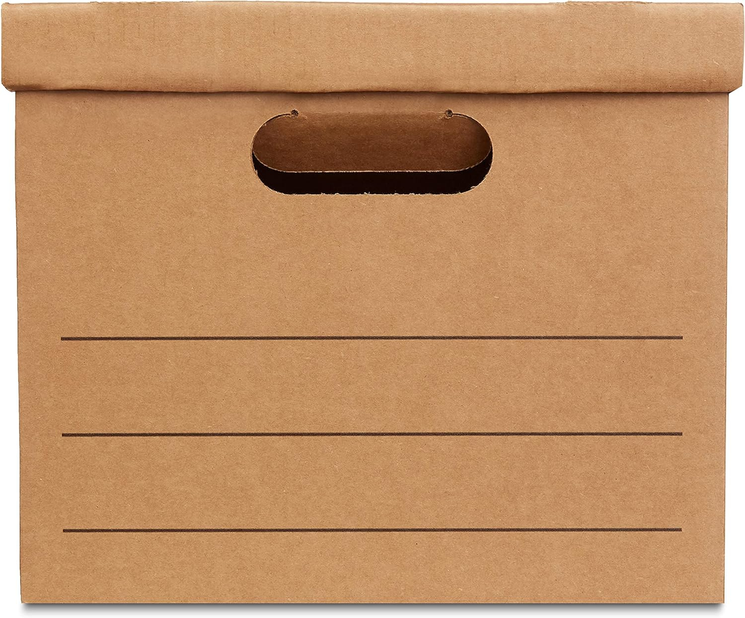 Amazon Basics Moving Boxes with Handles and Lids, 15x10x12 in, Brown, 20 Pack