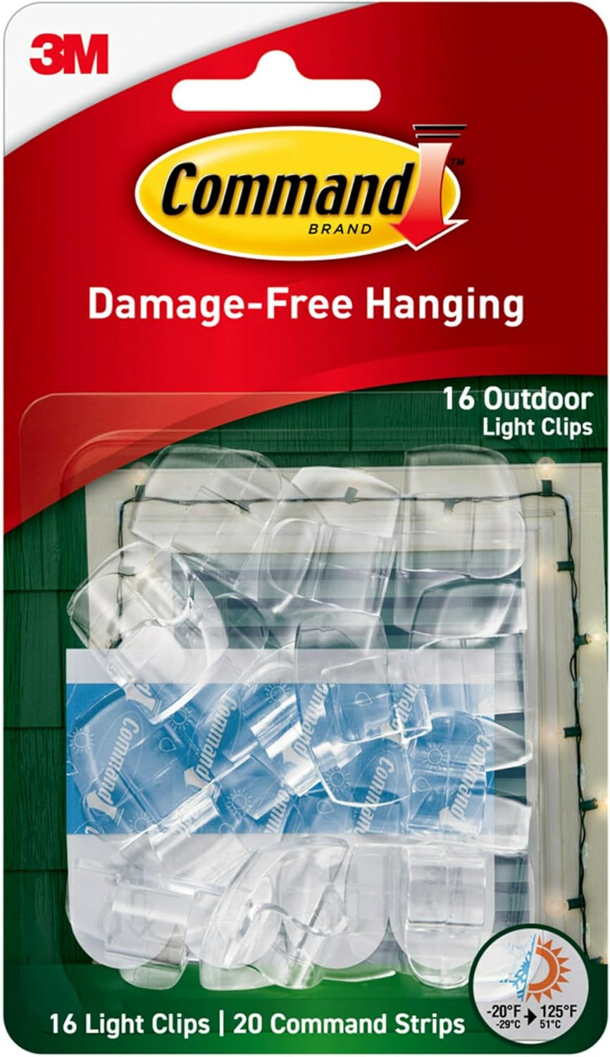 Command 17017CLR-AWES Outdoor Light Clips, Foam Strip, Clear, 16-Pk. - Quantity 4