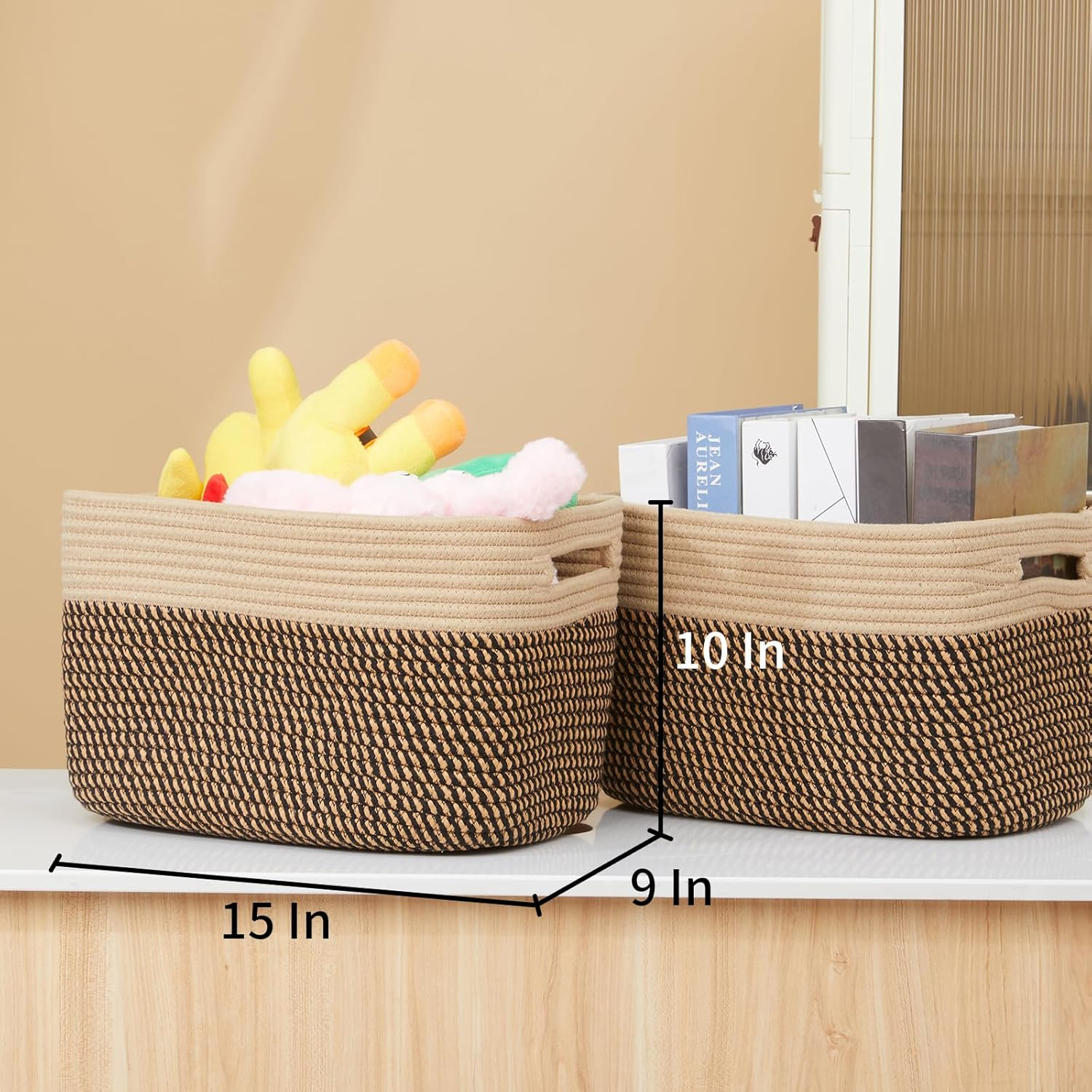 3 Pieces Nursery Blanket Baskets Toy Basket for Living Room Cotton Rope with Handles for Shelves Woven Basket for Organizing
