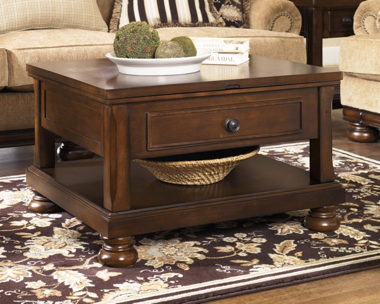 Signature Design by Ashley Casual Porter Coffee Table with Lift Top Rustic Brown