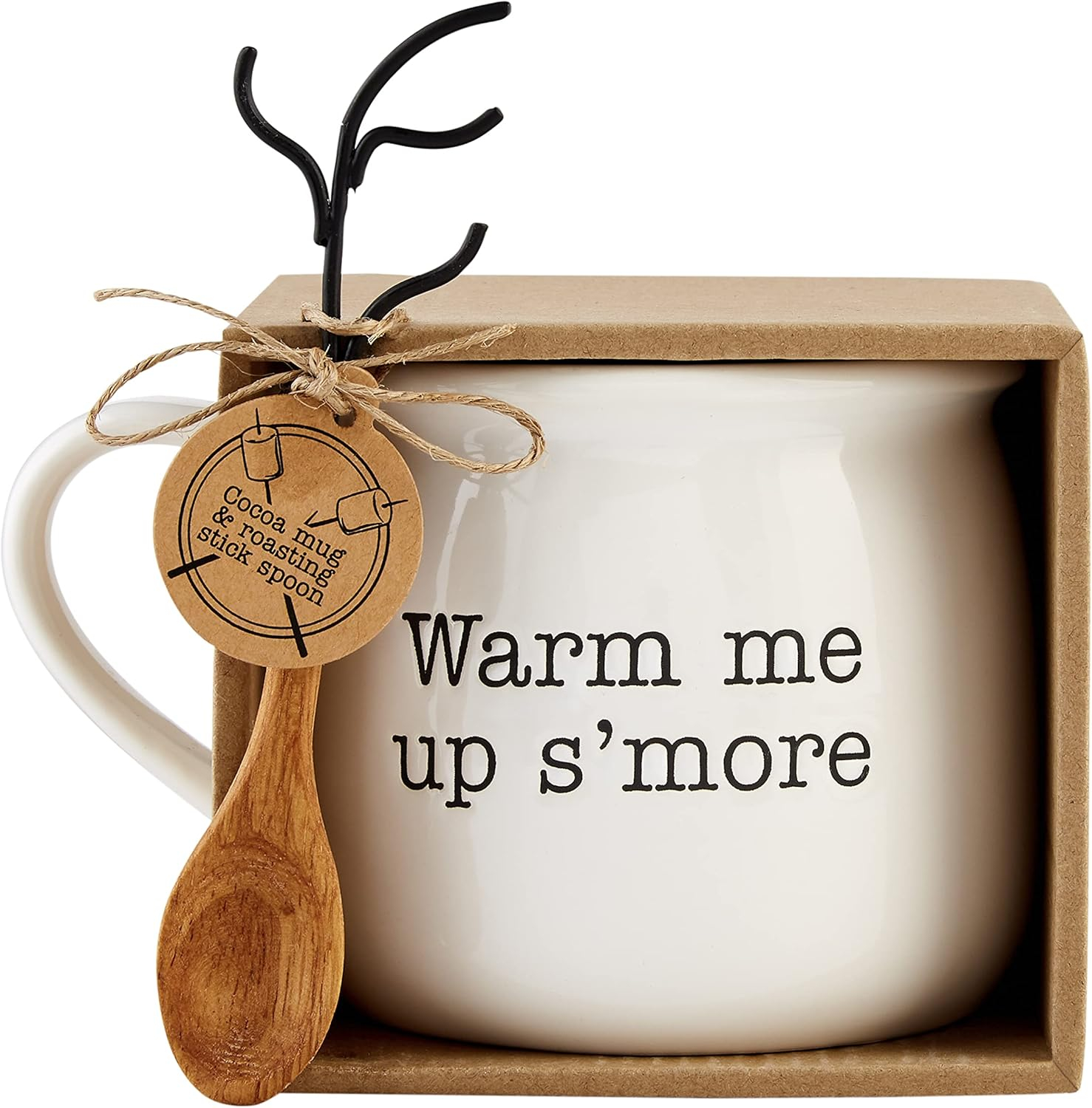 Warm Me Up S'more Ceramic Mug Set with Wooden Spoon