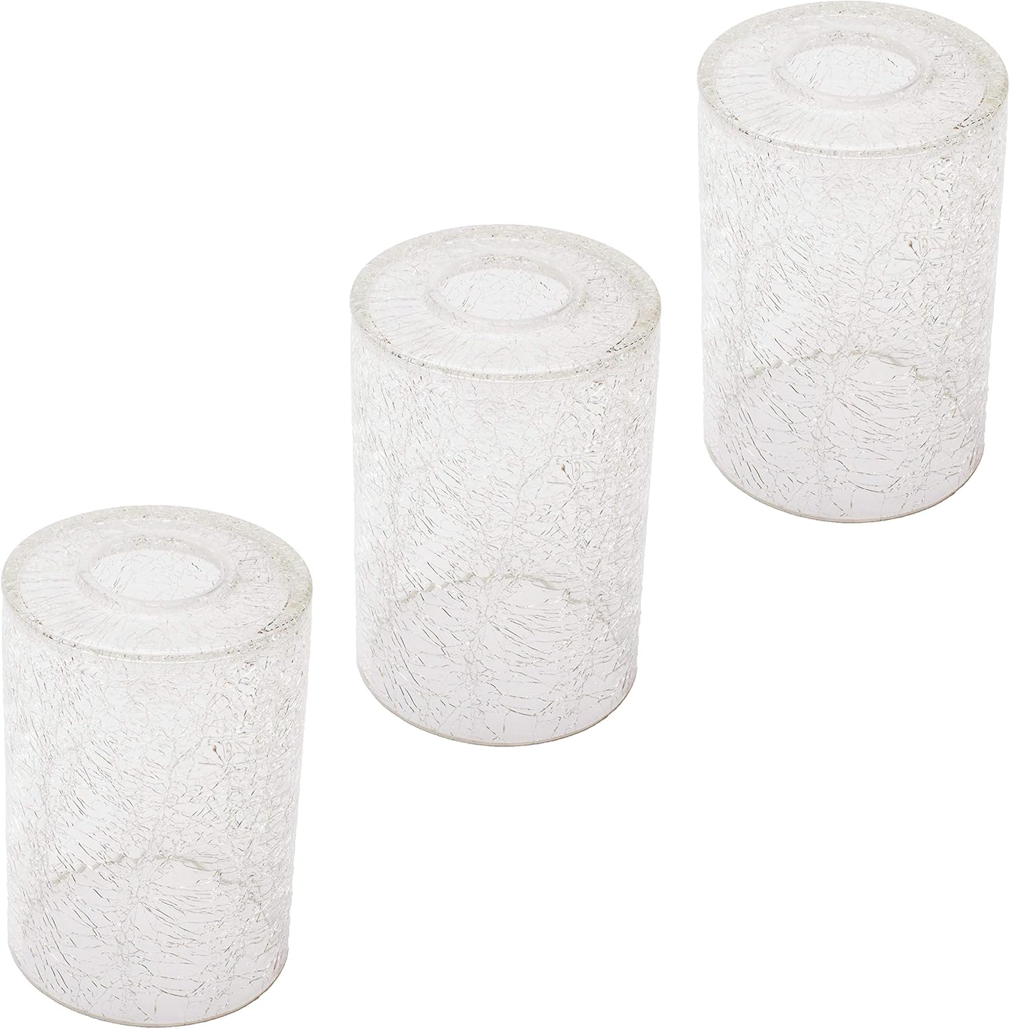 Crack Finish Glass Lamp Shade, 3 Pack LEDupdates Clear Crackle Finish Cylinder for Light Fixture Shade Replacement…