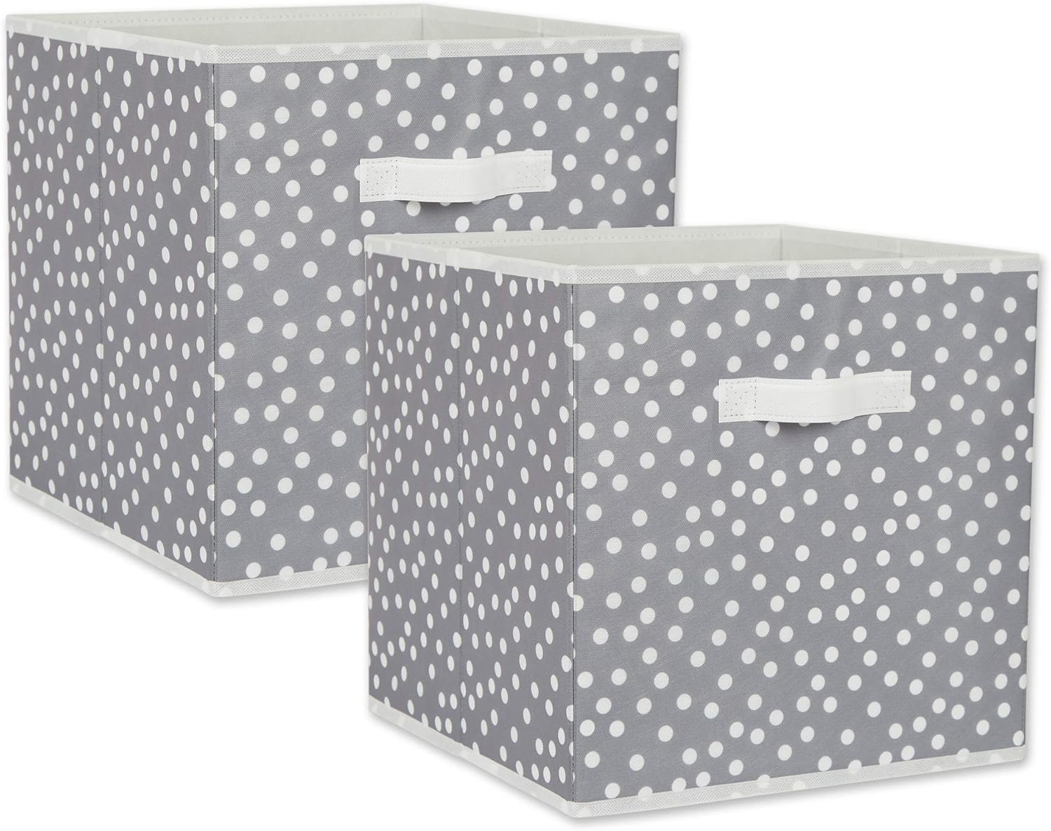 DII Nonwoven Polyester Cube Small Dots Gray and White Square 13x13x13 Set of 2