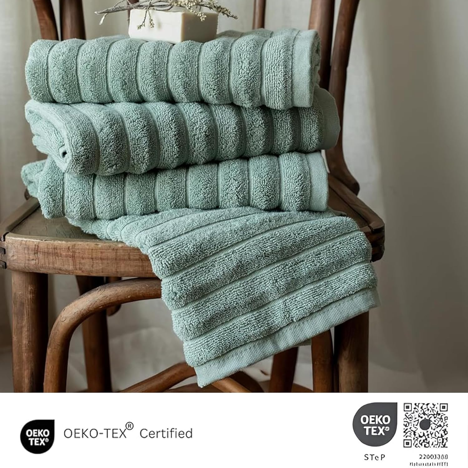 Spa Green Turkish Cotton Hand Towels Set of 4