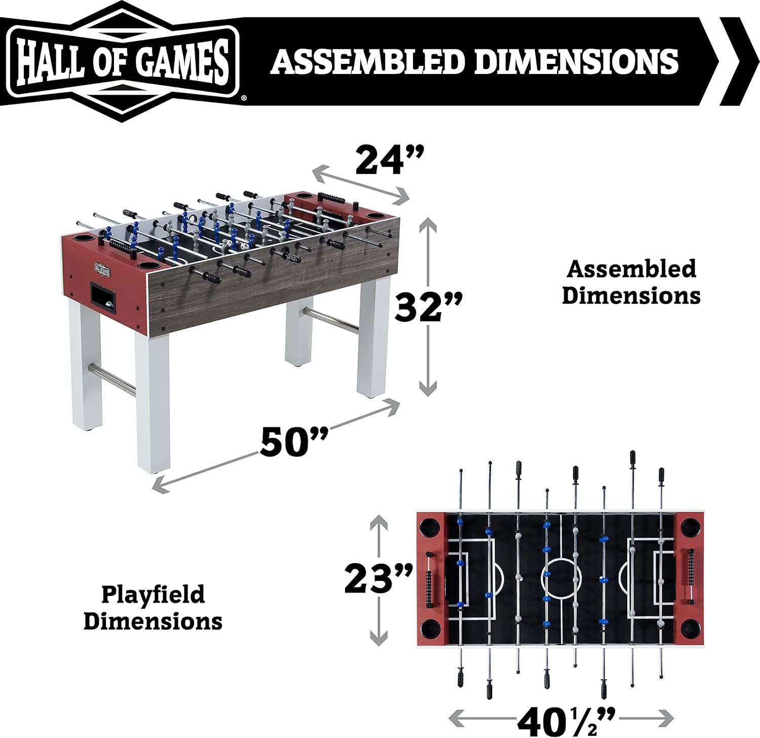Hall of Games Foosball Tables Multiple Styles, Soccer with Durable & Stylish Designs with Tabletop Sports Soccer Balls, Perfect for Family Game Rooms
