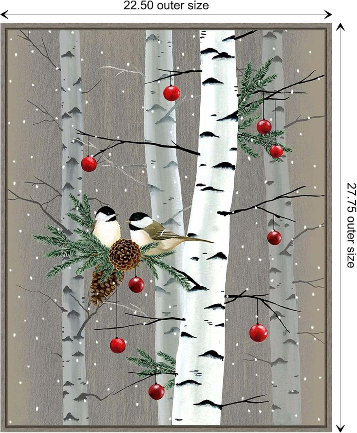 Amanti Art Framed Canvas Wall Art 28x23 Birch Birds II by Grace Popp, Framed Wall Art Canvas, Animals Artwork, Rustic Farmhouse Decor, Medium Poster Painting for Living Room, Bedroom, Bathroom