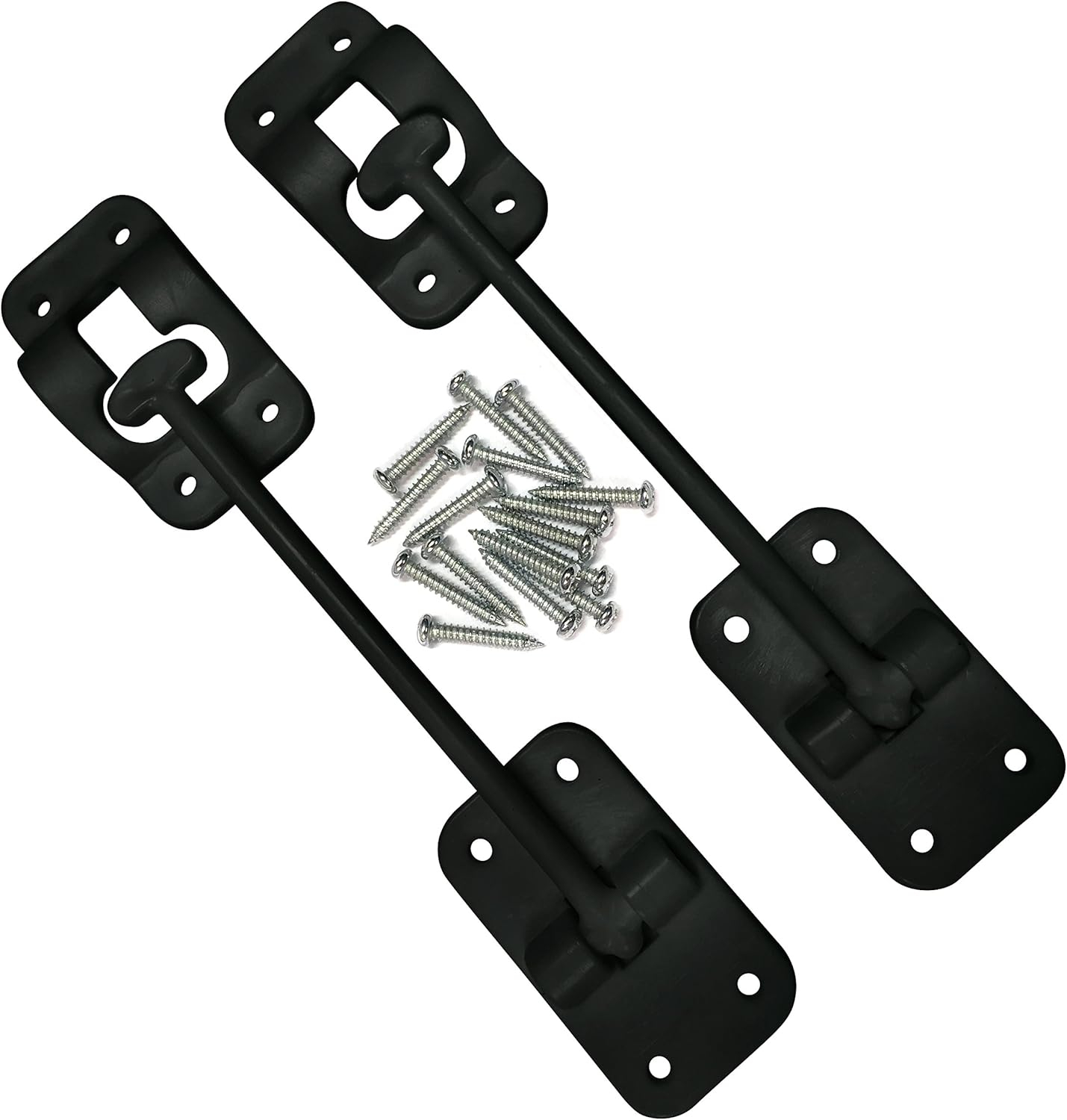 Plastic 6” T-Style Entry Door Catch Latch Holder for RV Camper Trailer Cargo Hatch Assembly Kit - (BLACK)  2 Pack