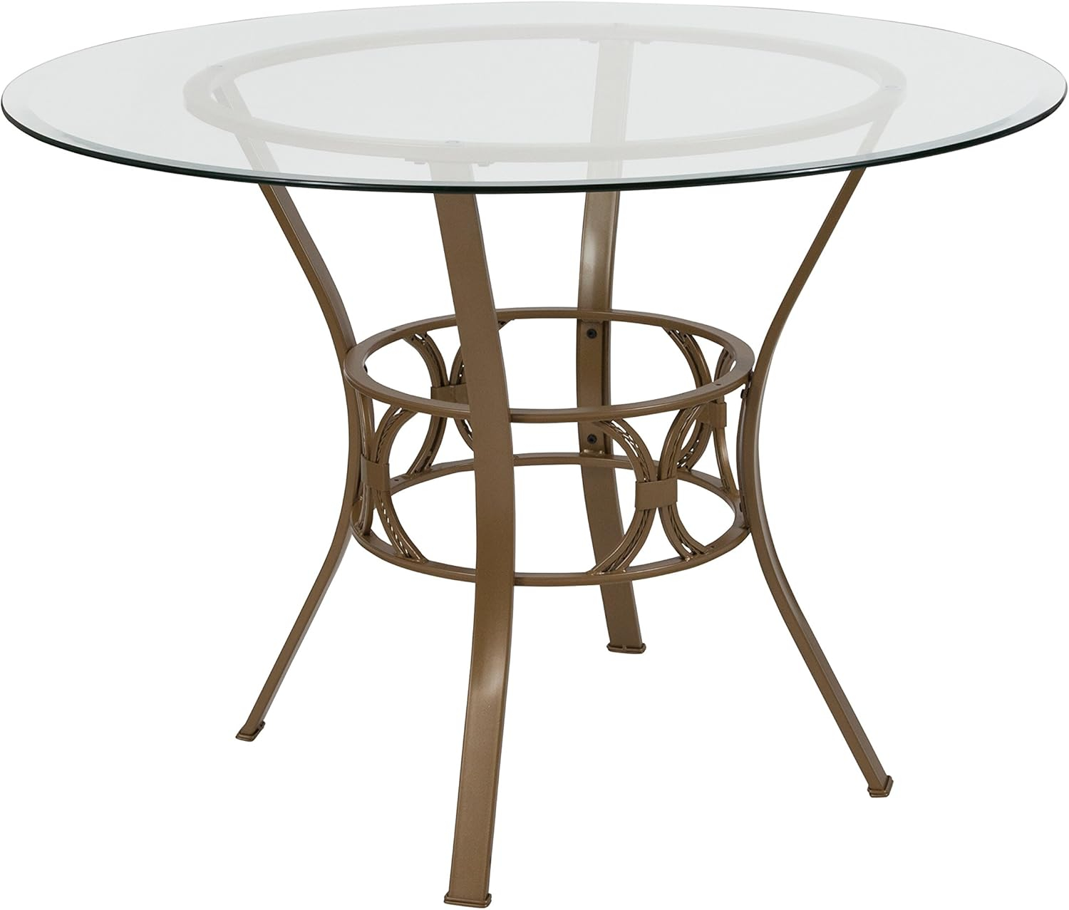 Flash Furniture Carlisle 42'' Round Glass Dining Table with Matte Gold Metal Frame
