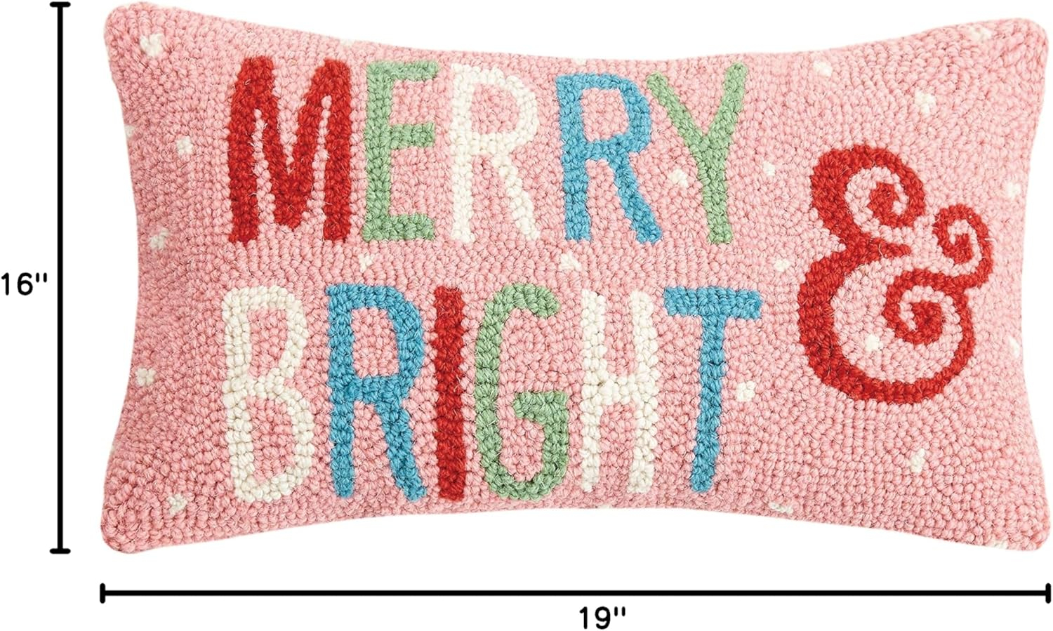 Peking Handicraft 31JES1669C16OB Merry and Bright Holiday Hook Pillow, 16-inch Long