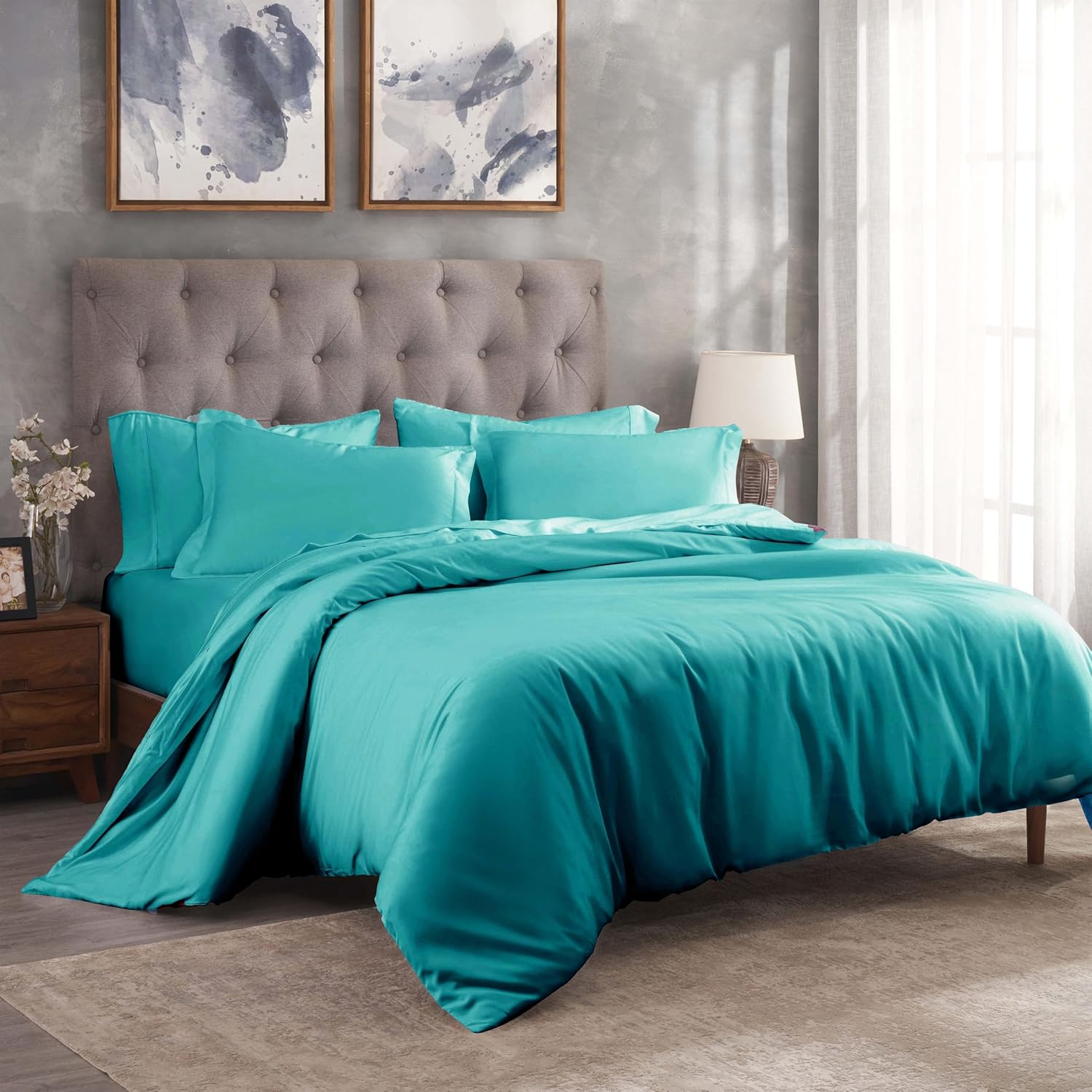 Superior Egyptian Cotton 300 Thread Count Duvet Cover Set, Twin, Teal