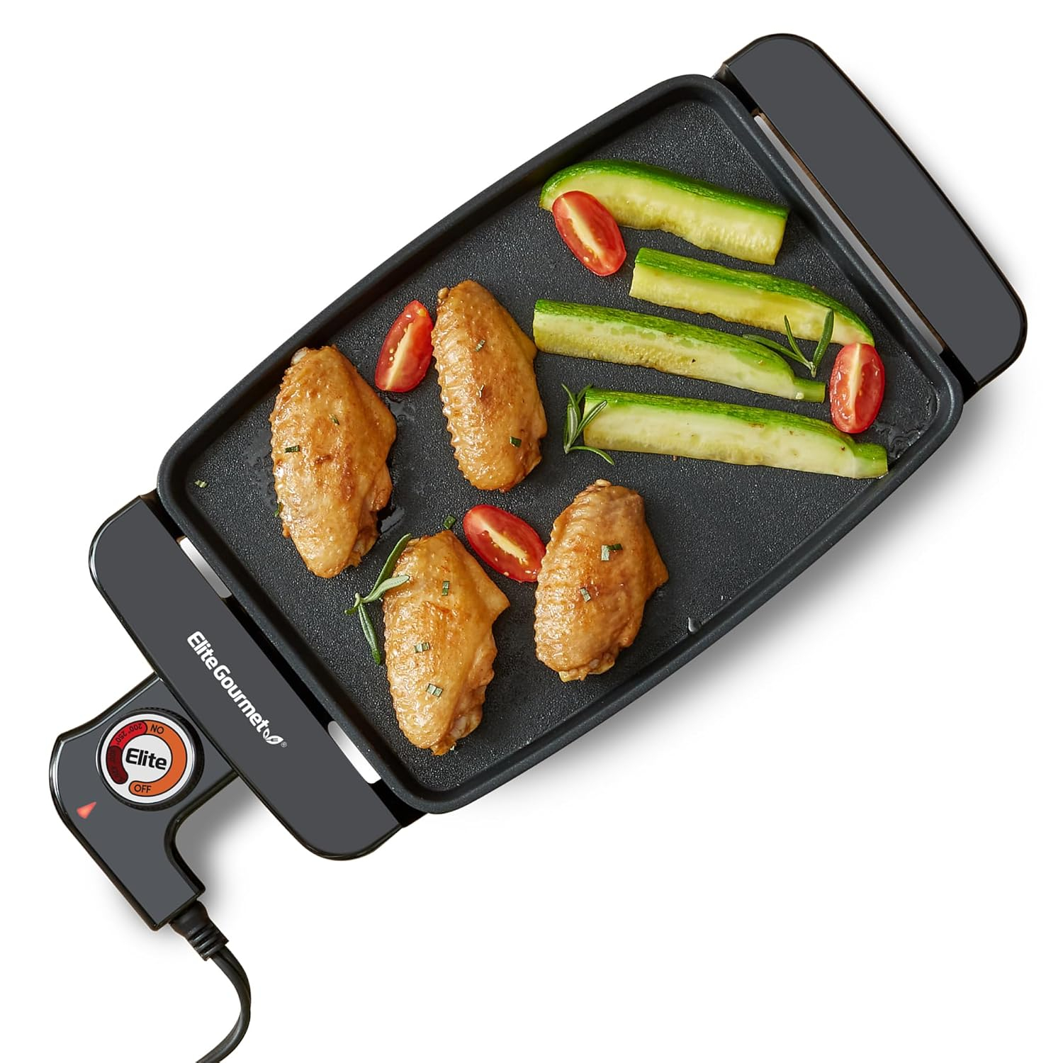 EGR8152 Electric 10" x 7" Personal Compact Griddle, Cool-touch Handles Non-Stick Surface, Removable/Adjustable Thermostat, Black