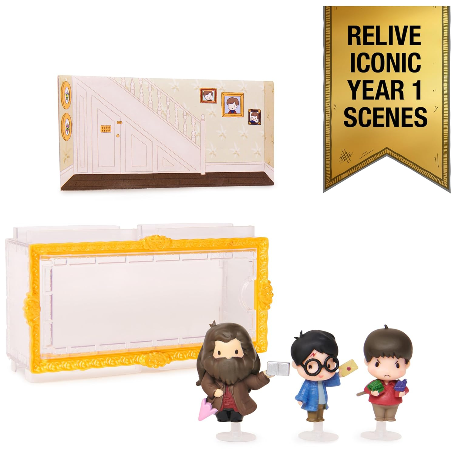 Wizarding World Harry Potter, Micro Magical Moments Action Figures Set with Harry, Hagrid, Dudley & Display Case, Kids Toys for Ages 6 and up