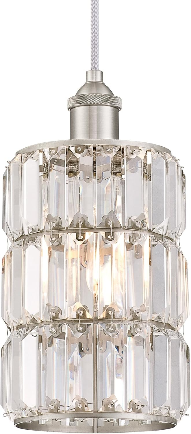 Westinghouse Sophie Mini Pendant Brushed Nickel Finish Crystal Prism Glass