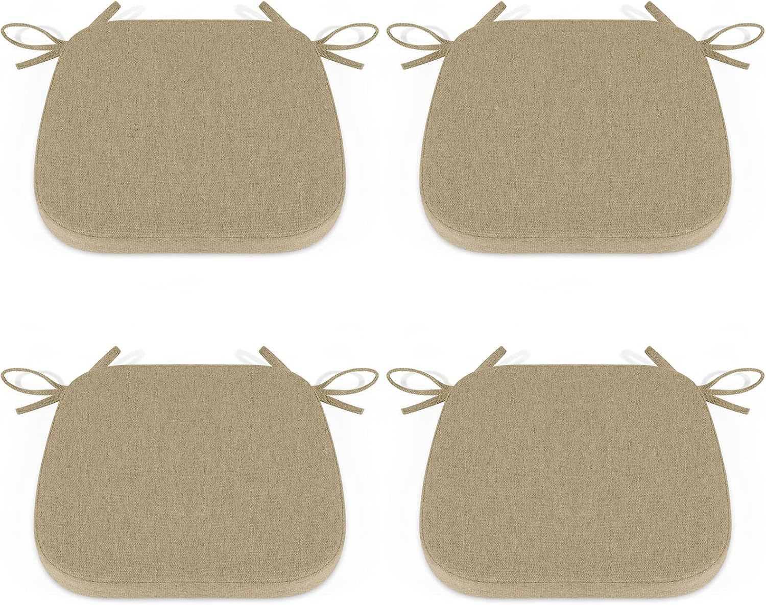 Shinnwa Dining Chair Cushions Set of 4, Non Slip Seat Cushions for Kitchen Chairs with Ties, 4 Pack, 15 x 15.5 inches, Natural Linen