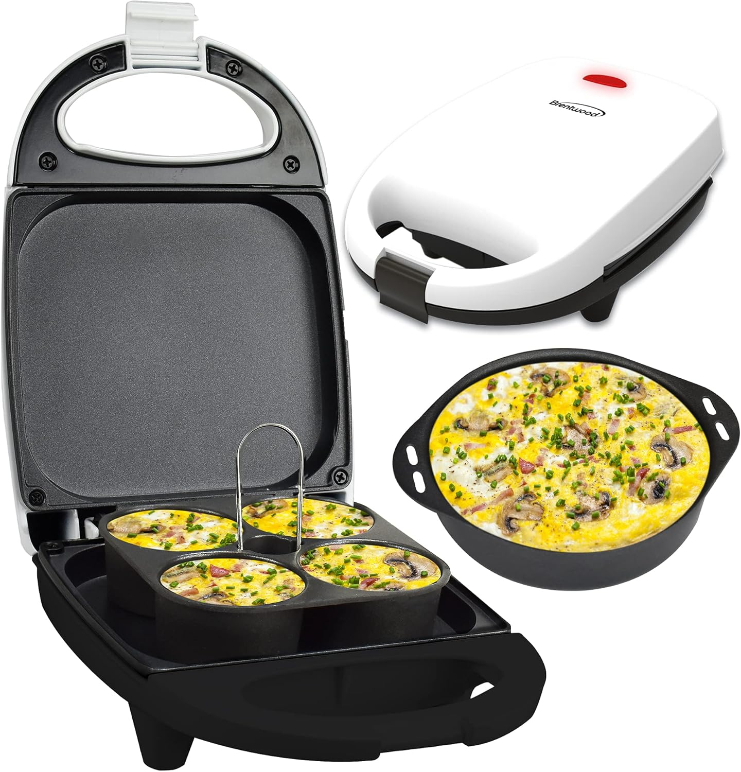 Brentwood TS-256W 530-Watt Mini Sous Vide-Style 8.5in. Length, 3.5in. Height Egg Bite Maker - White