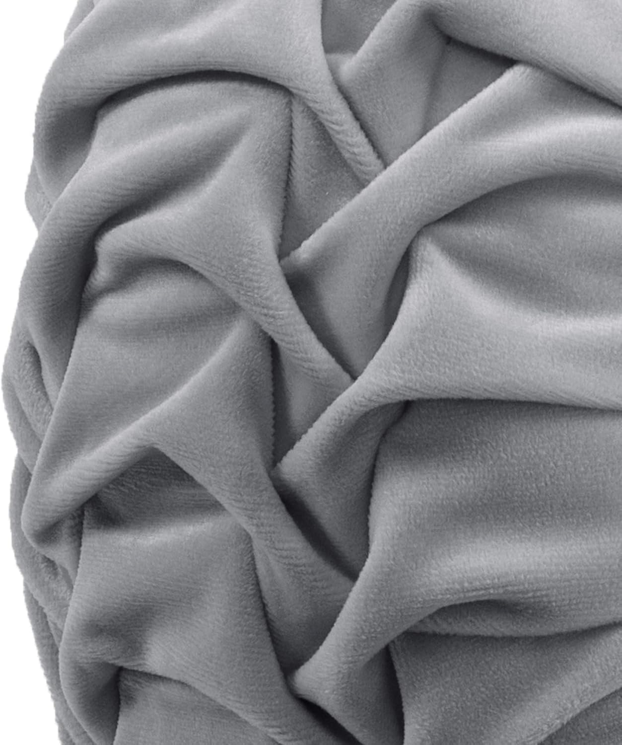 Lush Decor Round Pleated Soft Velvet Decorative Pillow - Dark Gray - Single - 15 Round