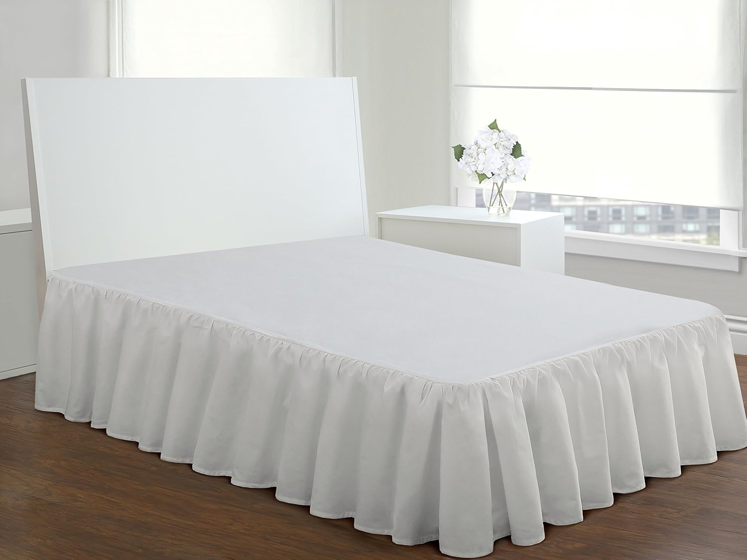 Fresh Ideas Traditiol White Ruffled Cotton Bed Skirt, California King