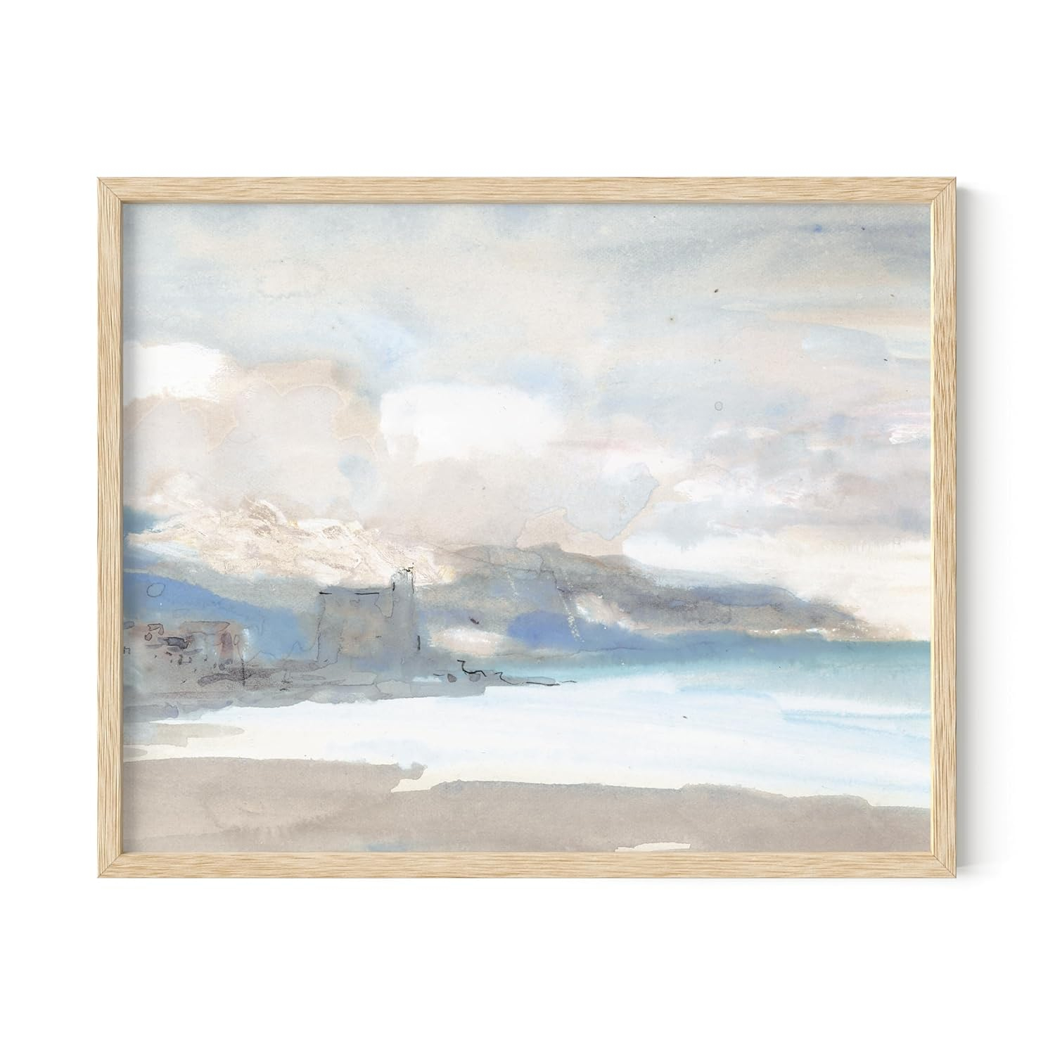 HAUS AND HUES Framed Coastal Wall Art – Bedroom and Living Room Masterpieces, Coastal Farmhouse Decor (Beige Frame, 11x14)