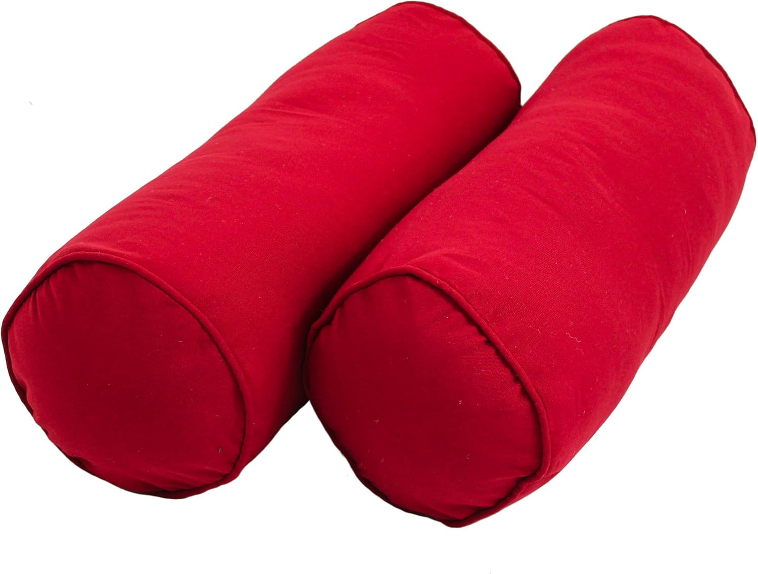 YfulYde Corded Twill Bolster Pillows (Set of 2), 2 Count (Pack of 1), Red