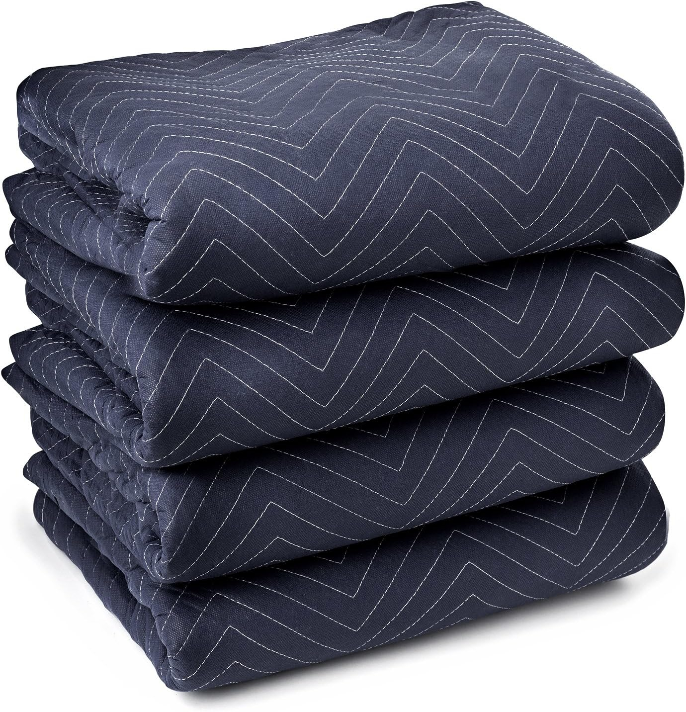 Sure-Max 4 Moving & Packing Blankets - Pro Economy - 80" x 72" (35 lb/dz weight) - Professional Quilted Shipping Furniture Pads Navy Blue and Black